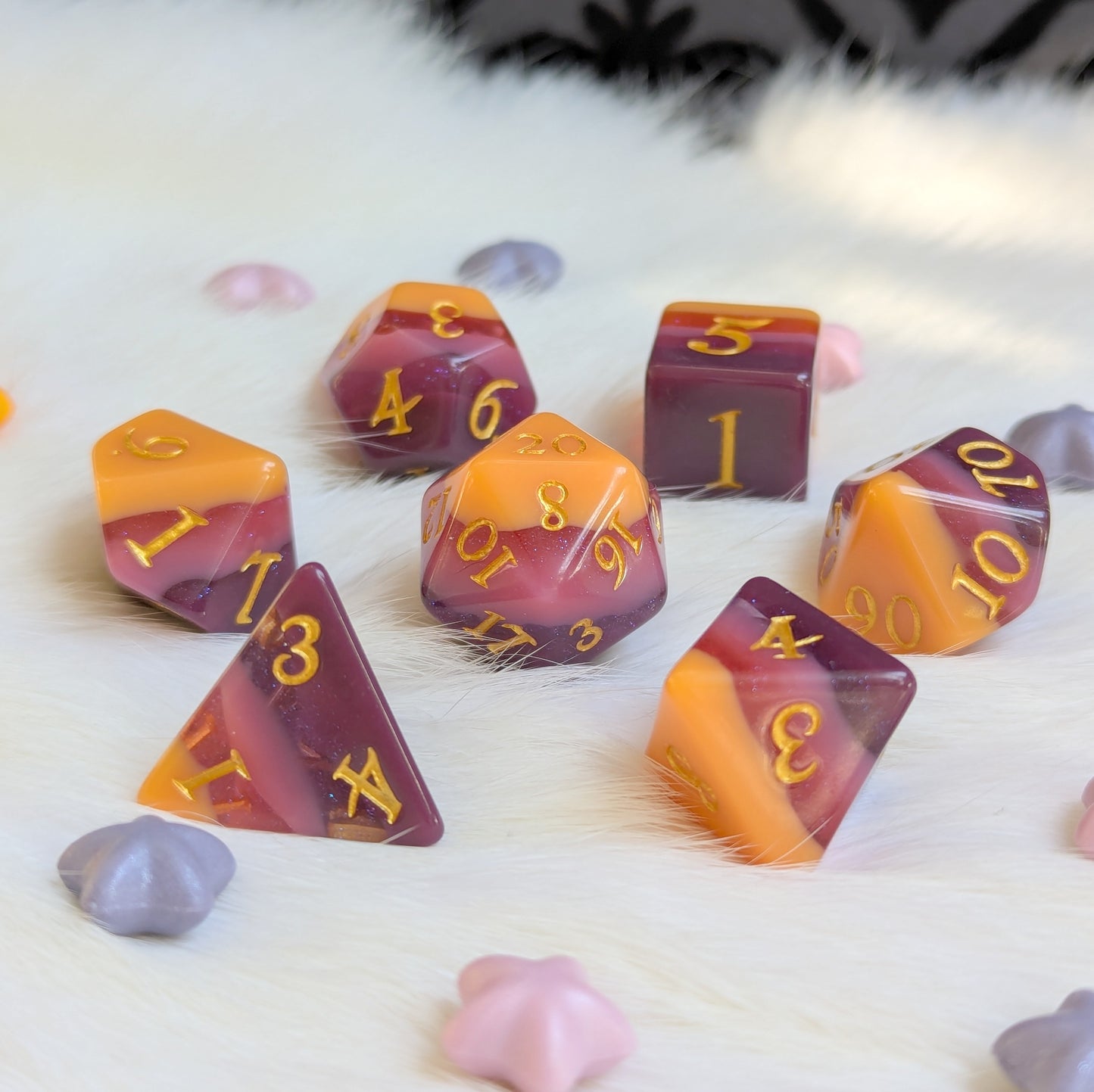 Emberwine Dice Set - 11 Piece TTRPG Dice Set Fennek and Finch