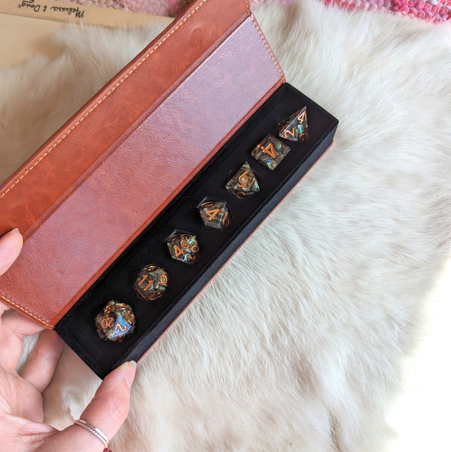 Abalone Shell Sharp Edge Resin DnD Dice Set