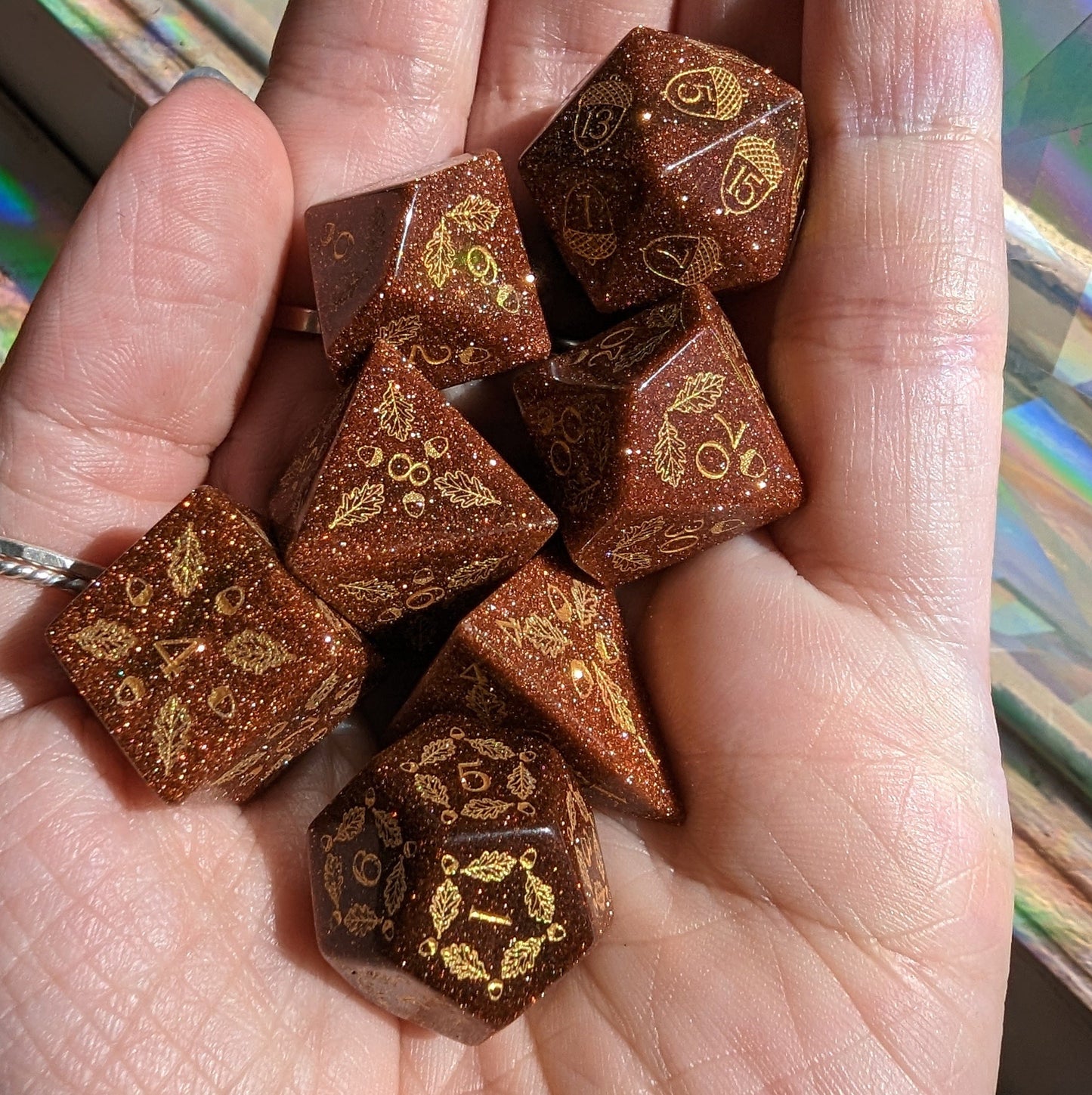 ✨ Acorn and Oak Goldstone Dice Set Dice Sets & Games Fennek and Finch