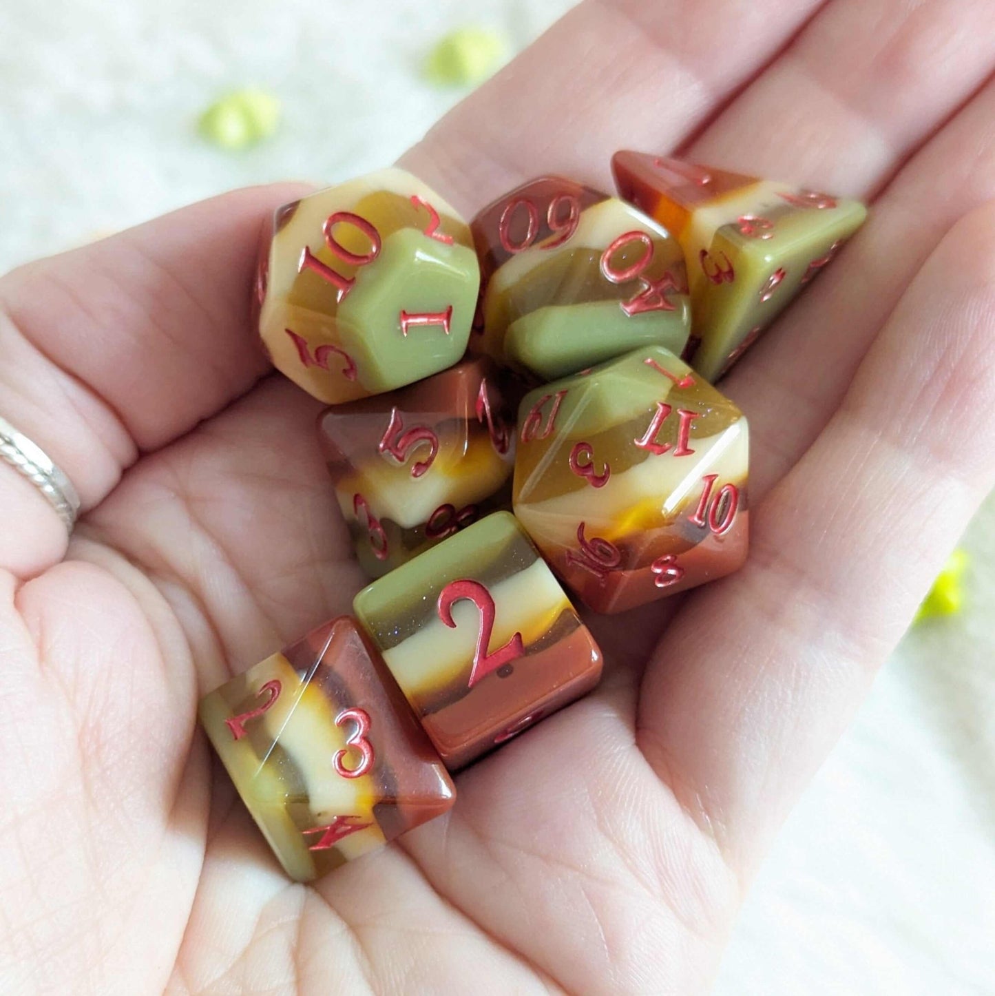 Autumn Arbor Dice Set – 7 and 11-Piece Fall Layered DnD Dice | Fennek & Finch Dice Sets & Games Fennek and Finch