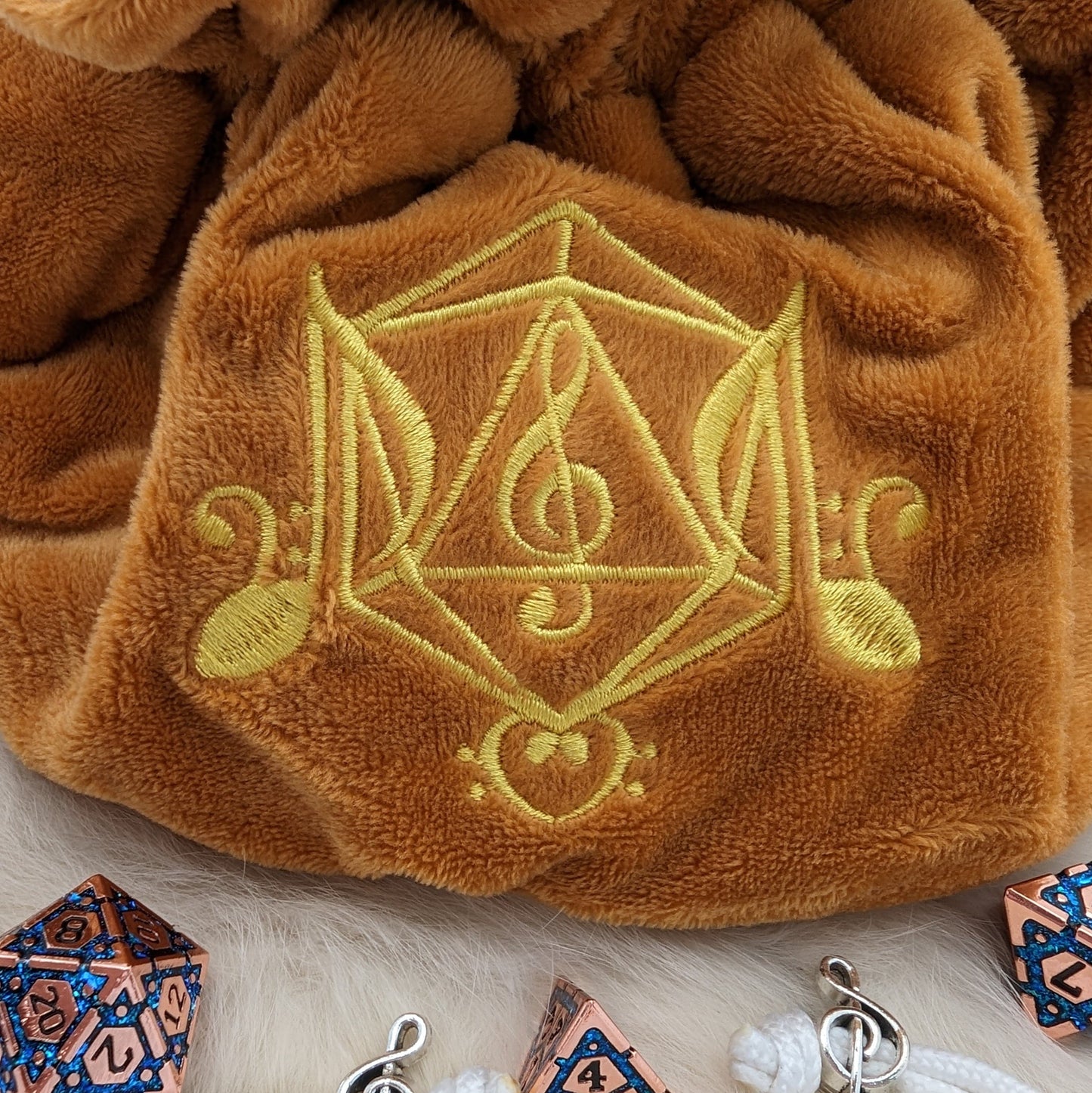 Bard Dice Bag. Multi-pocket drawstring dice organizing bag Fennek and Finch