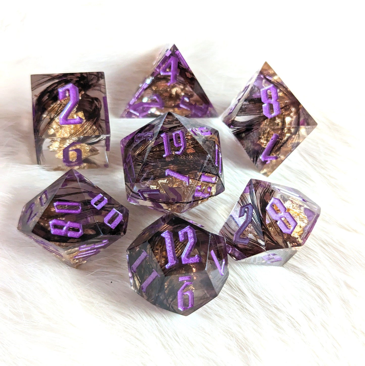 Black Feather Sharp Edge Resin DnD Dice Set