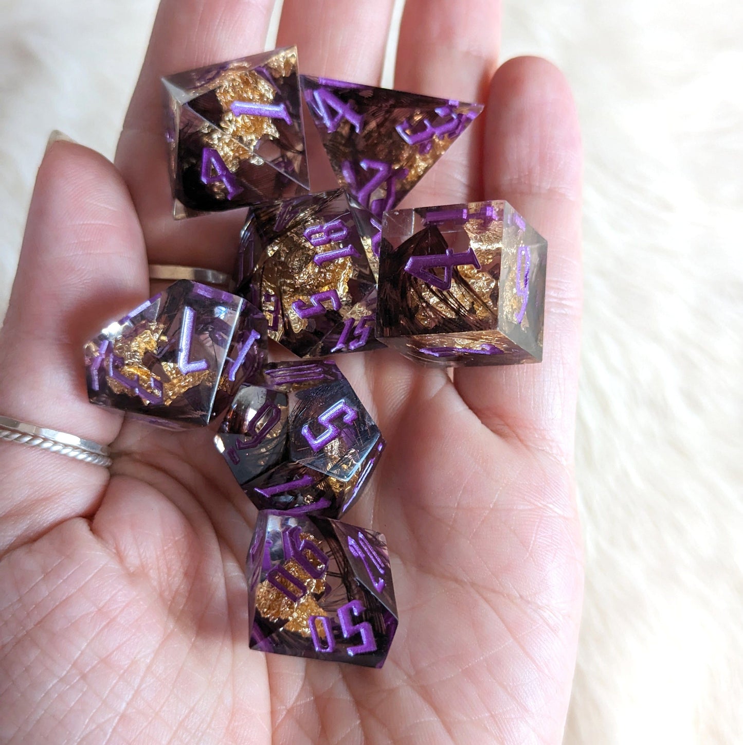 Black Feather Sharp Edge Resin DnD Dice Set