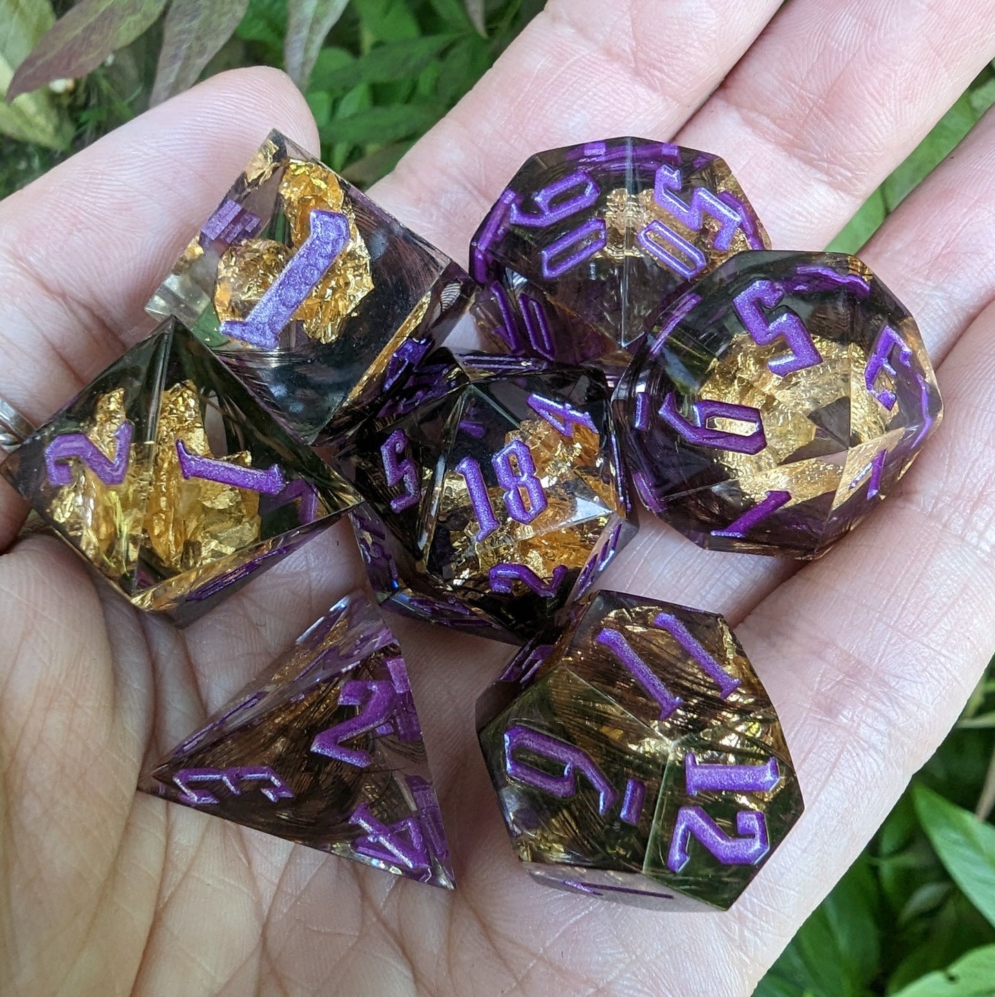 Black Feather Sharp Edge Resin DnD Dice Set