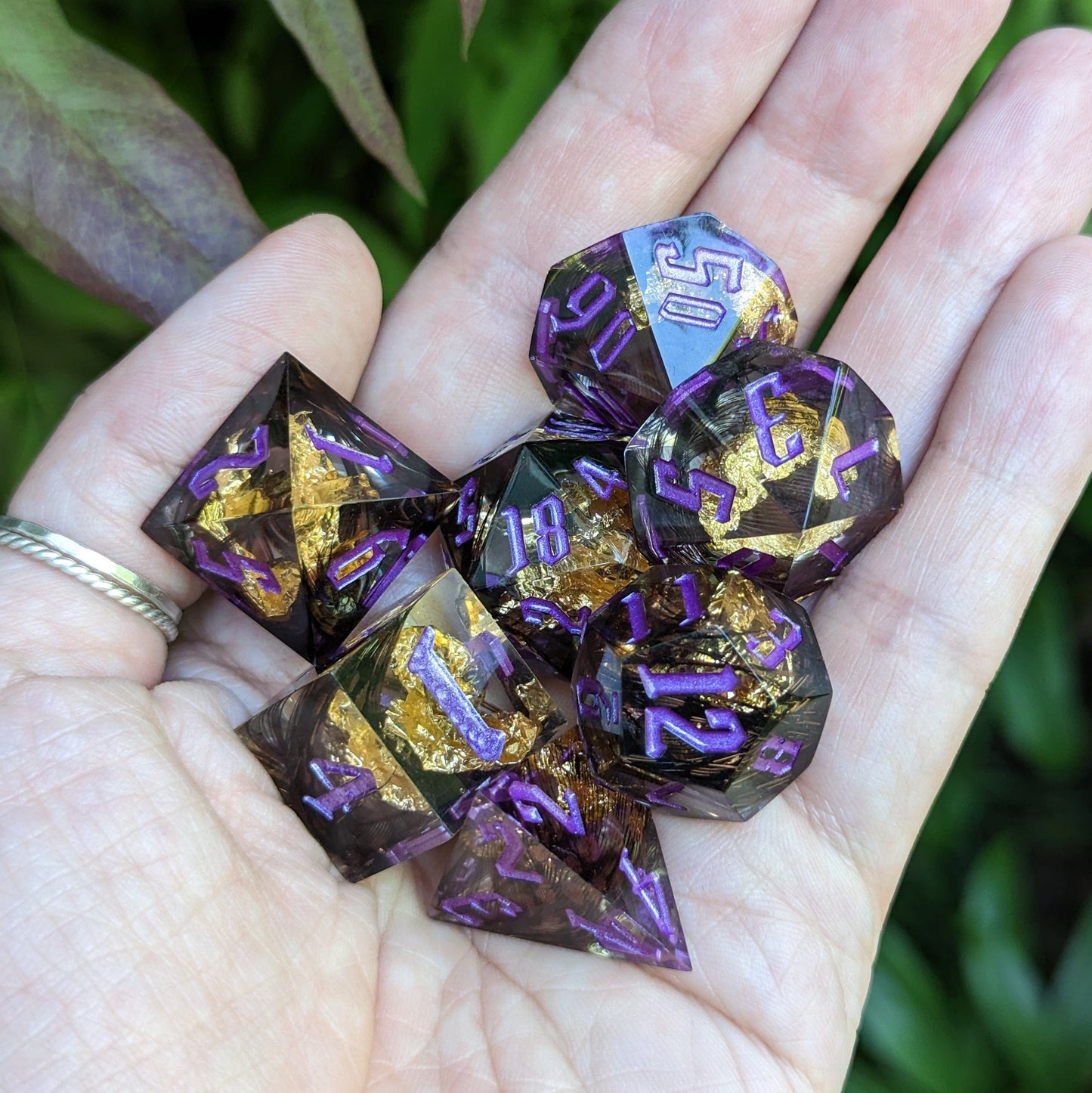 Black Feather Sharp Edge Resin DnD Dice Set