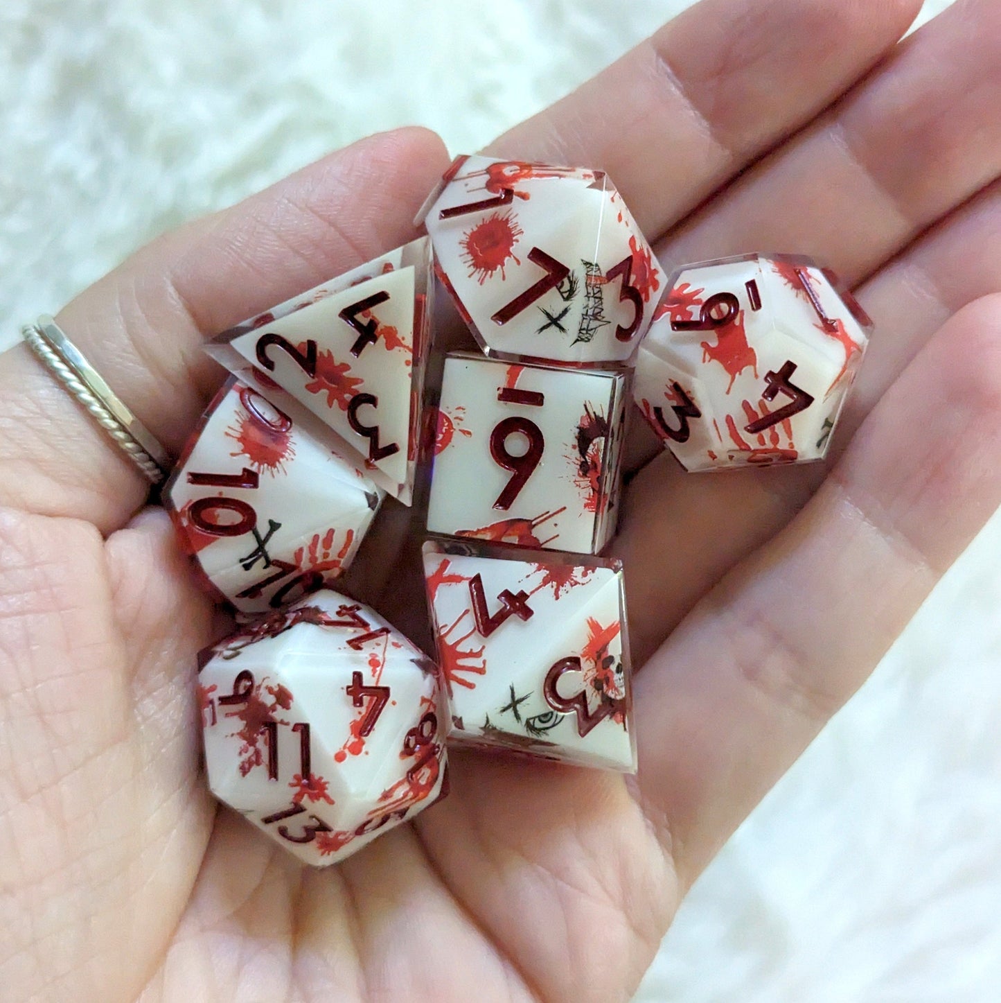 Bloody handprints and Fangs DnD Dice Set