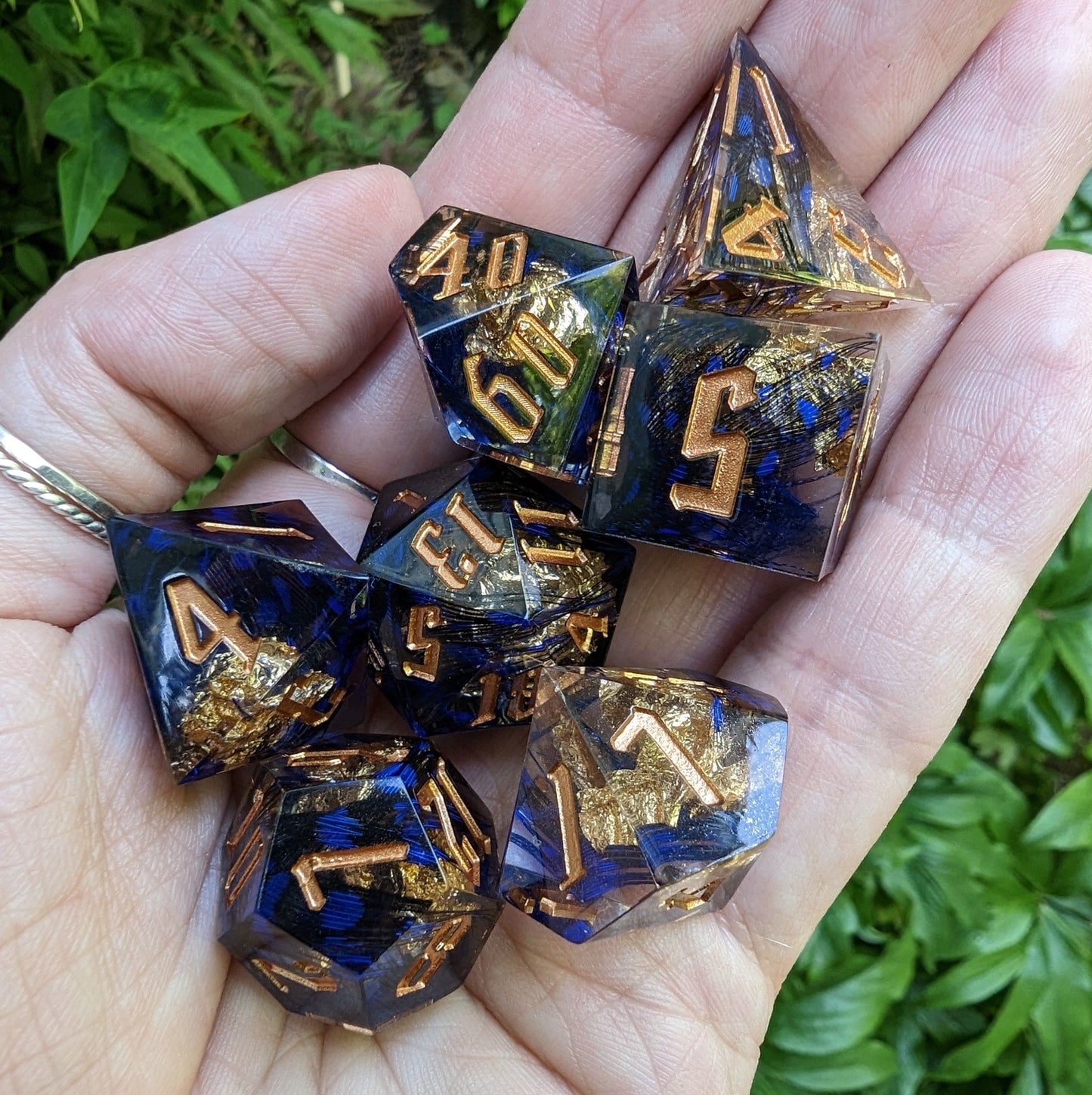 Blue Feather Sharp Edge Resin DnD Dice Set