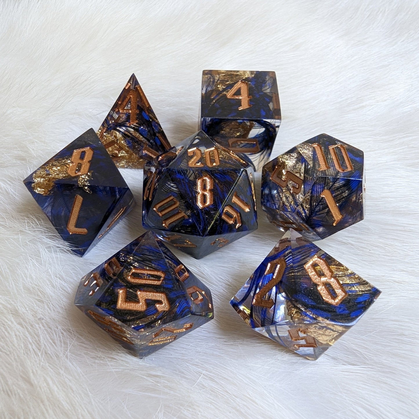 Blue Feather Sharp Edge Resin DnD Dice Set