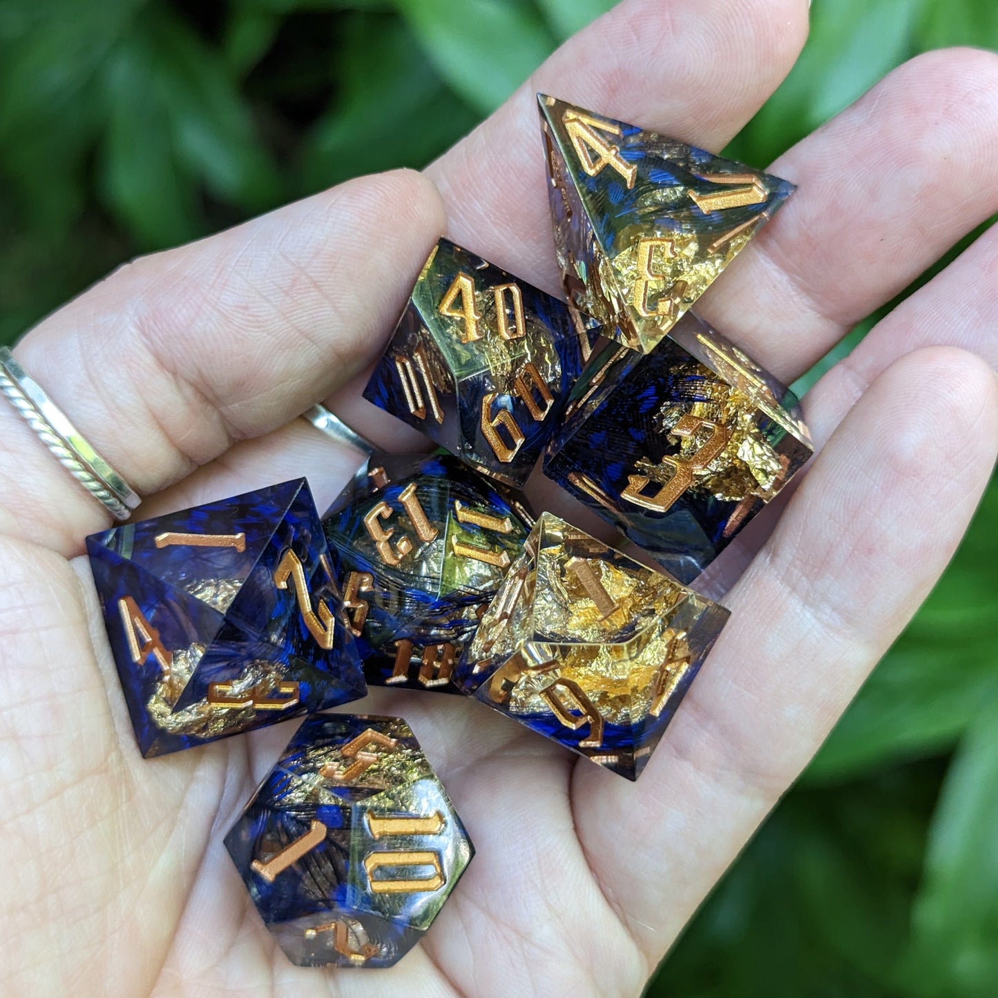 Blue Feather Sharp Edge Resin DnD Dice Set