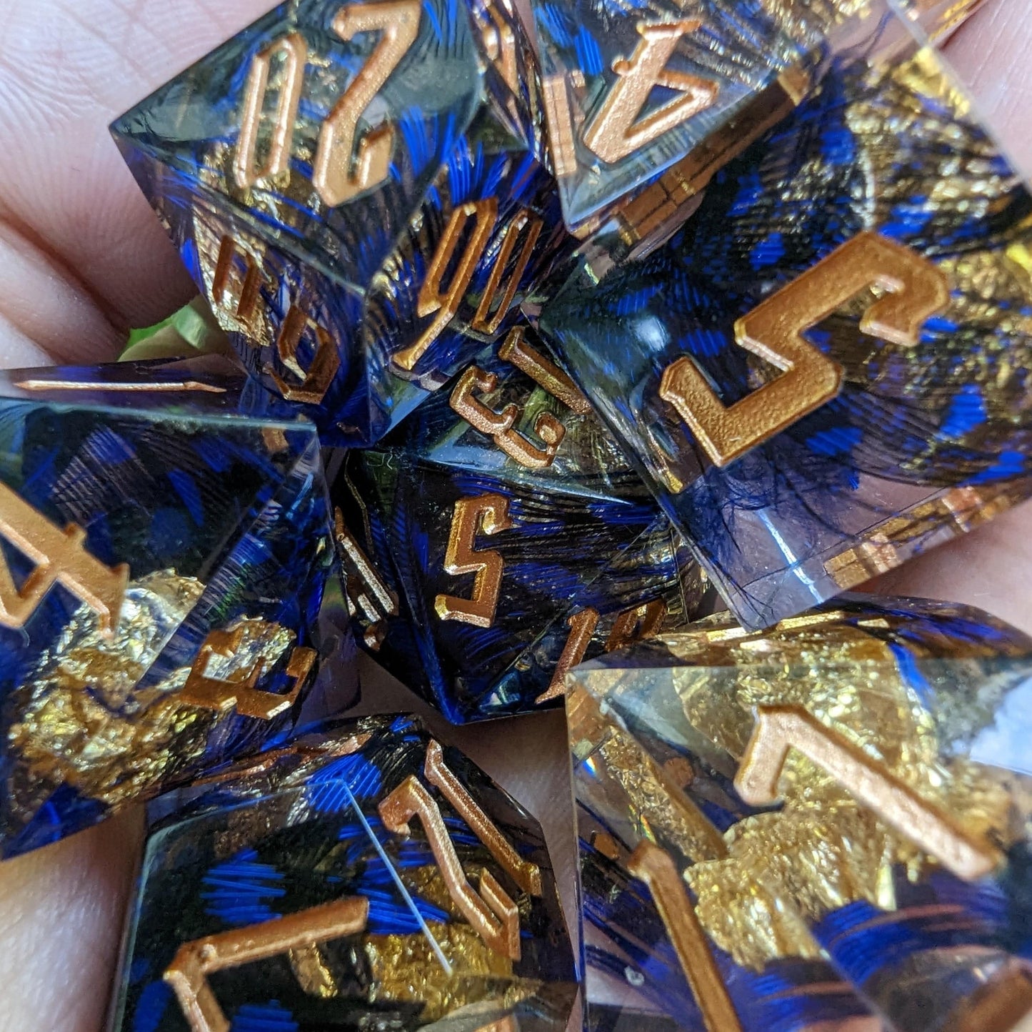 Blue Feather Sharp Edge Resin DnD Dice Set