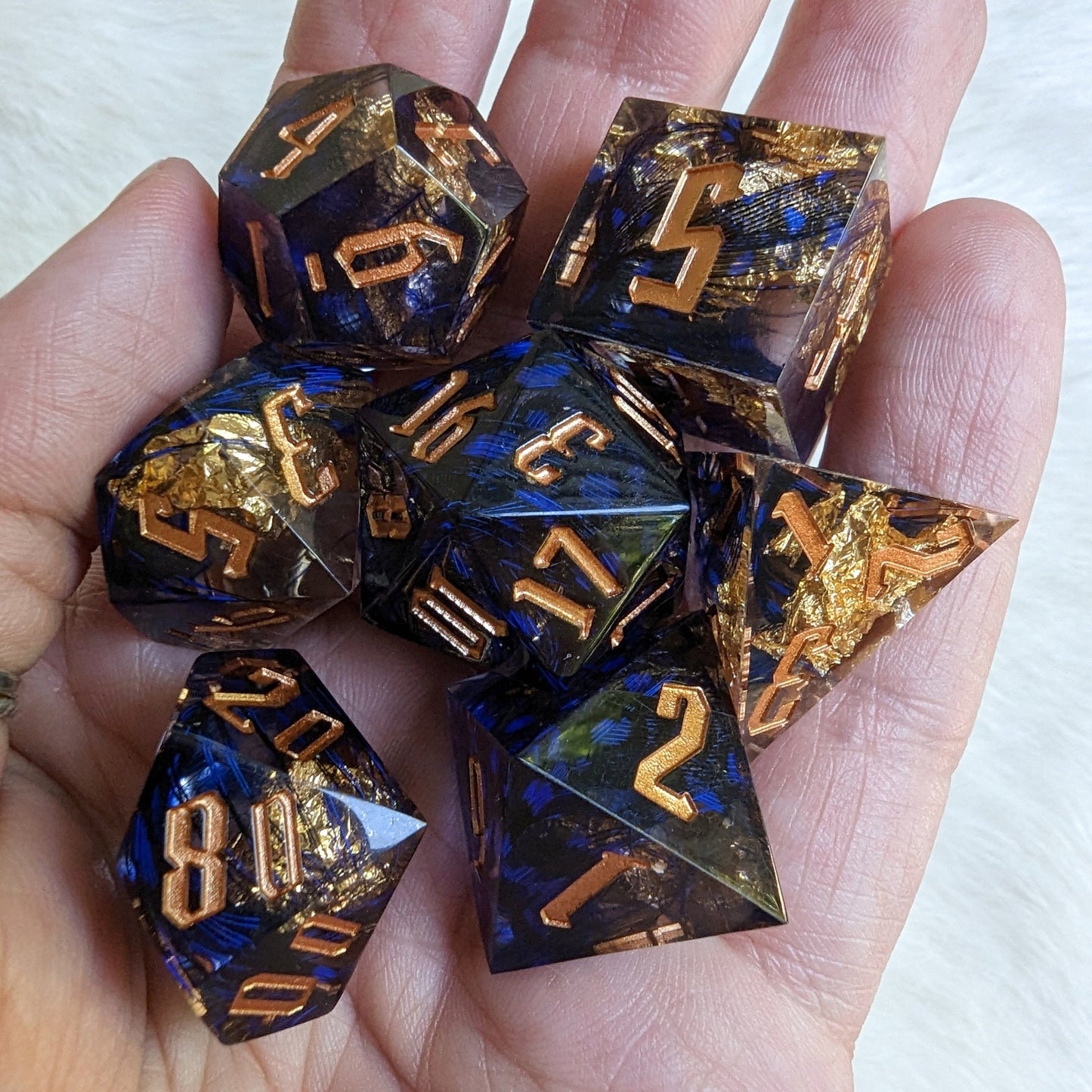 Blue Feather Sharp Edge Resin DnD Dice Set
