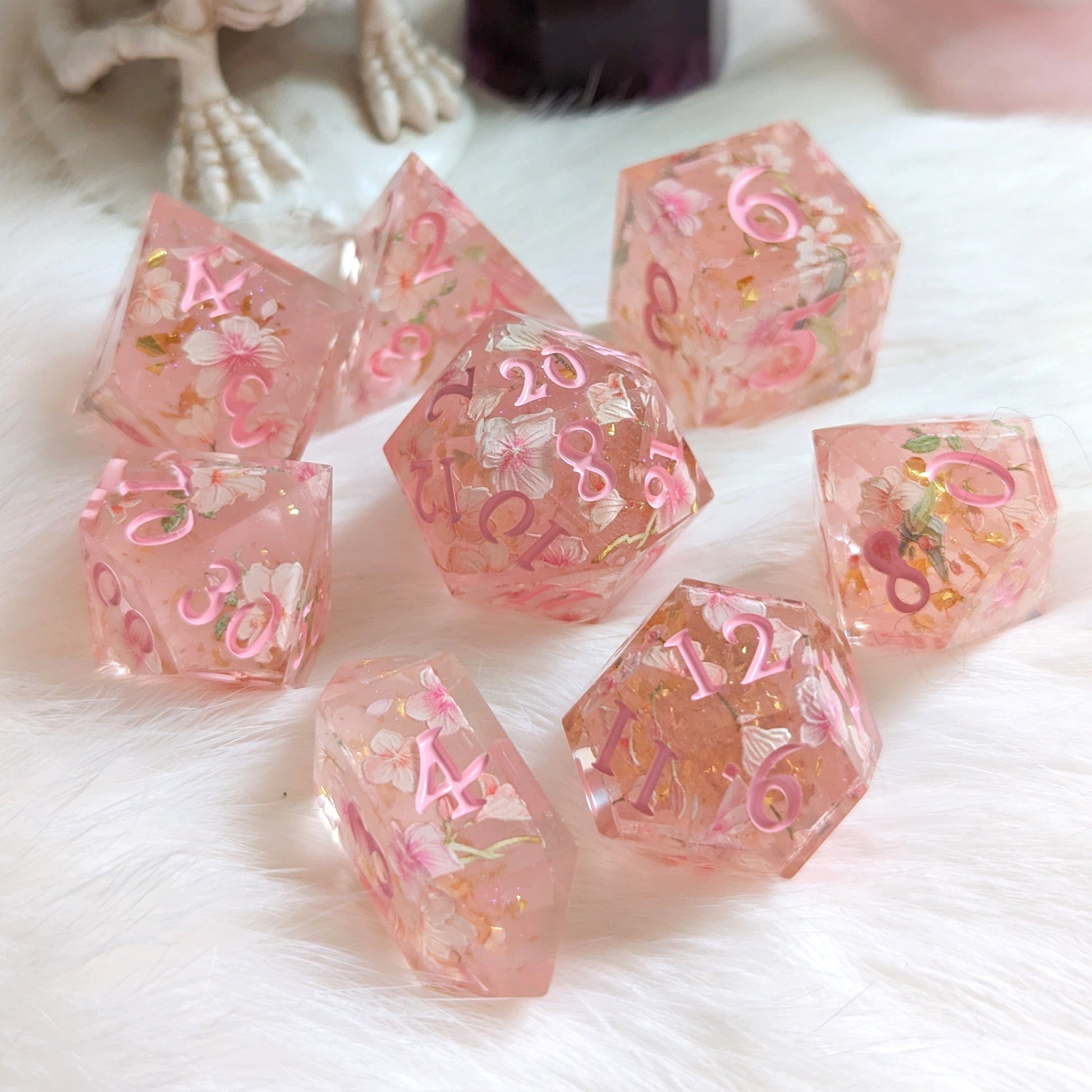 Cherry Blossom DnD Dice Set Dice Sets & Games Fennek and Finch