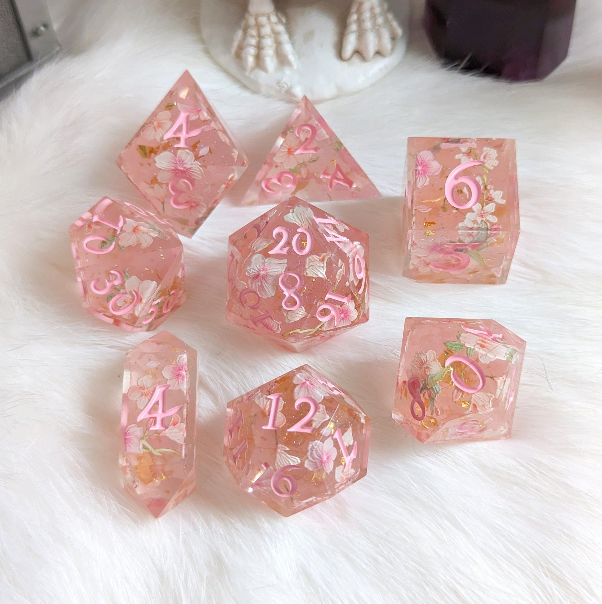 Cherry Blossom DnD Dice Set Dice Sets & Games Fennek and Finch