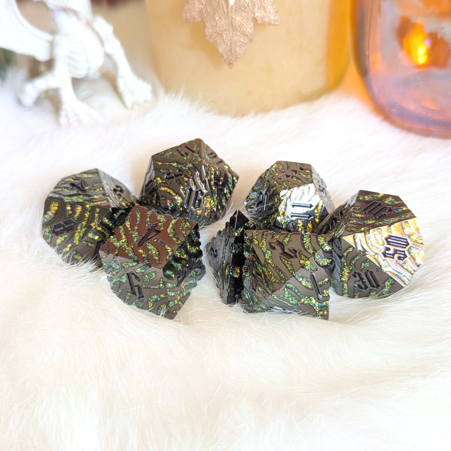 Clawstrike Metal Dice Set – 7 - Piece Zinc Alloy Claw DnD Dice - Fennek and Finch