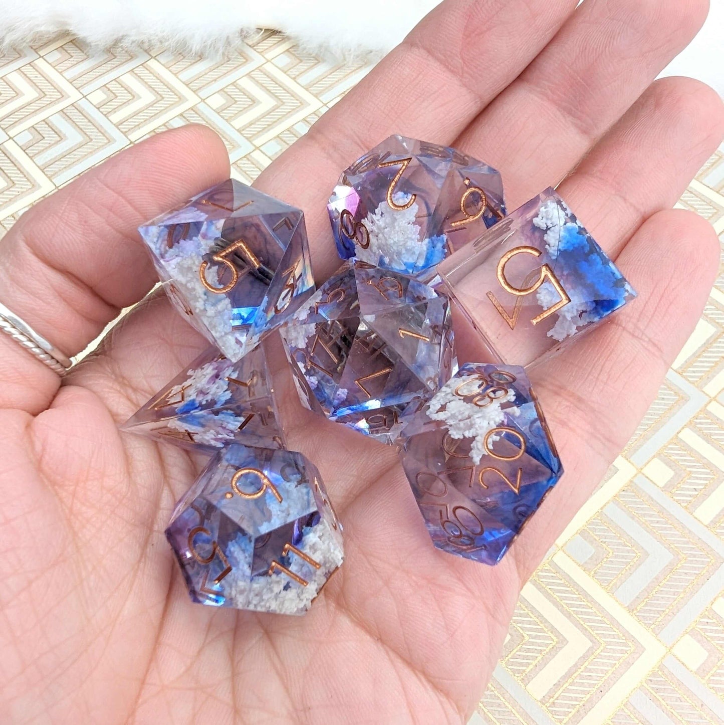 Clouds Sharp Edge DnD Dice Set Dice sets Fennek and Finch