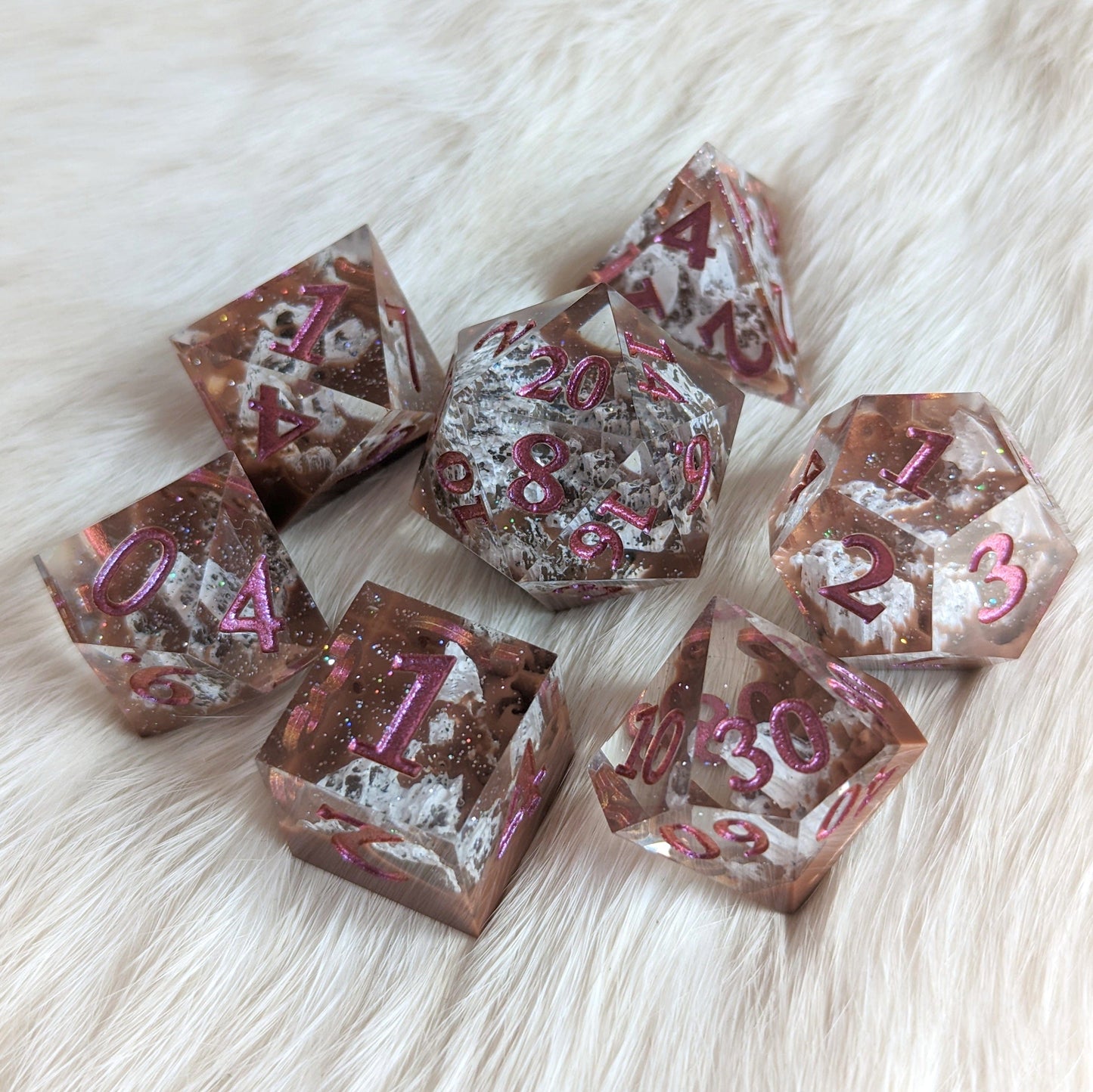 Country Mountain Peak Sharp Edge Resin DnD Dice Set Dice Sets & Games Fennek and Finch