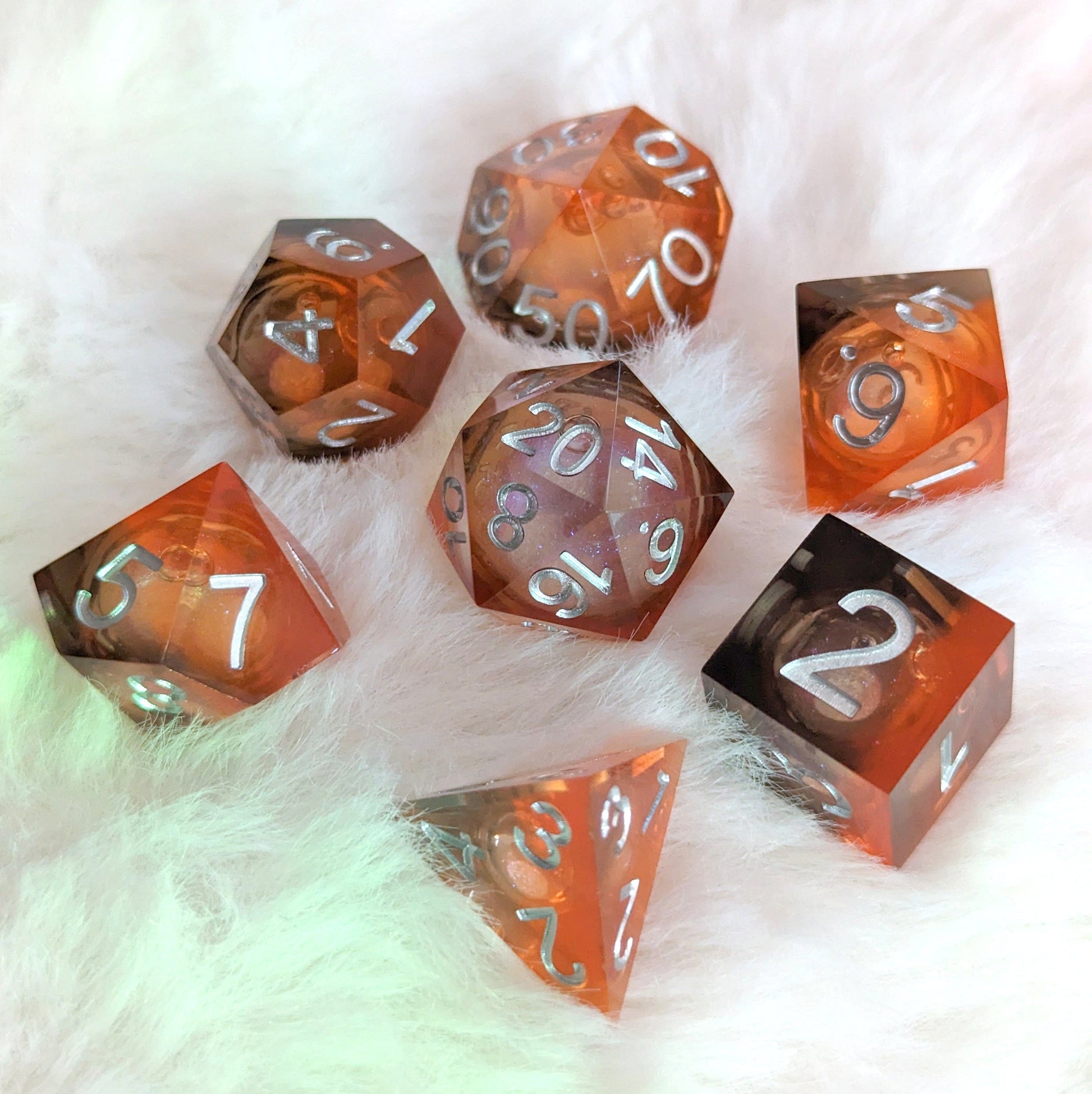 Dark Summoning Liquid Core Sharp Edge Resin DnD Dice Set Dice Sets & Games Fennek and Finch