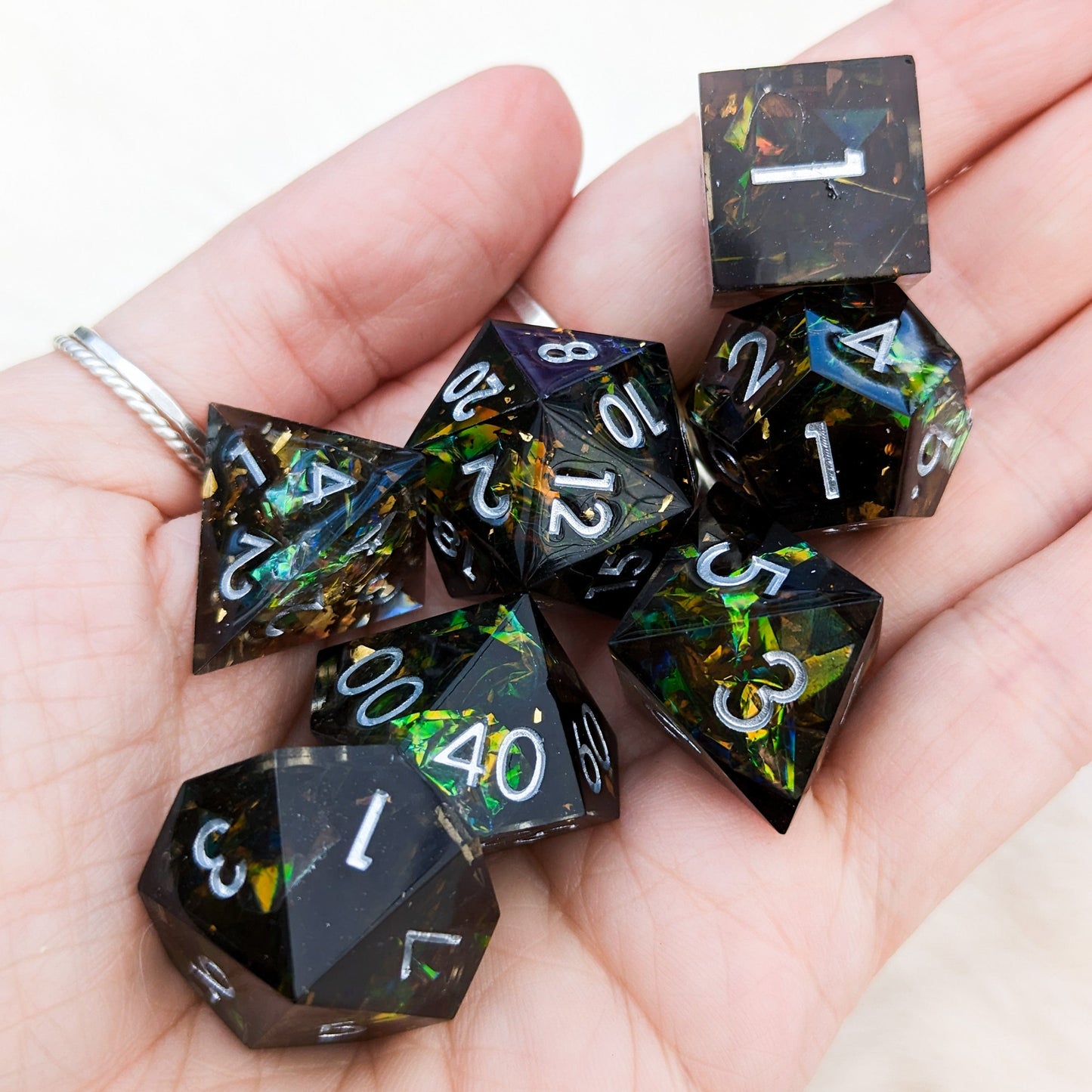Darkest Brew Sharp Edge Resin DnD Dice Set