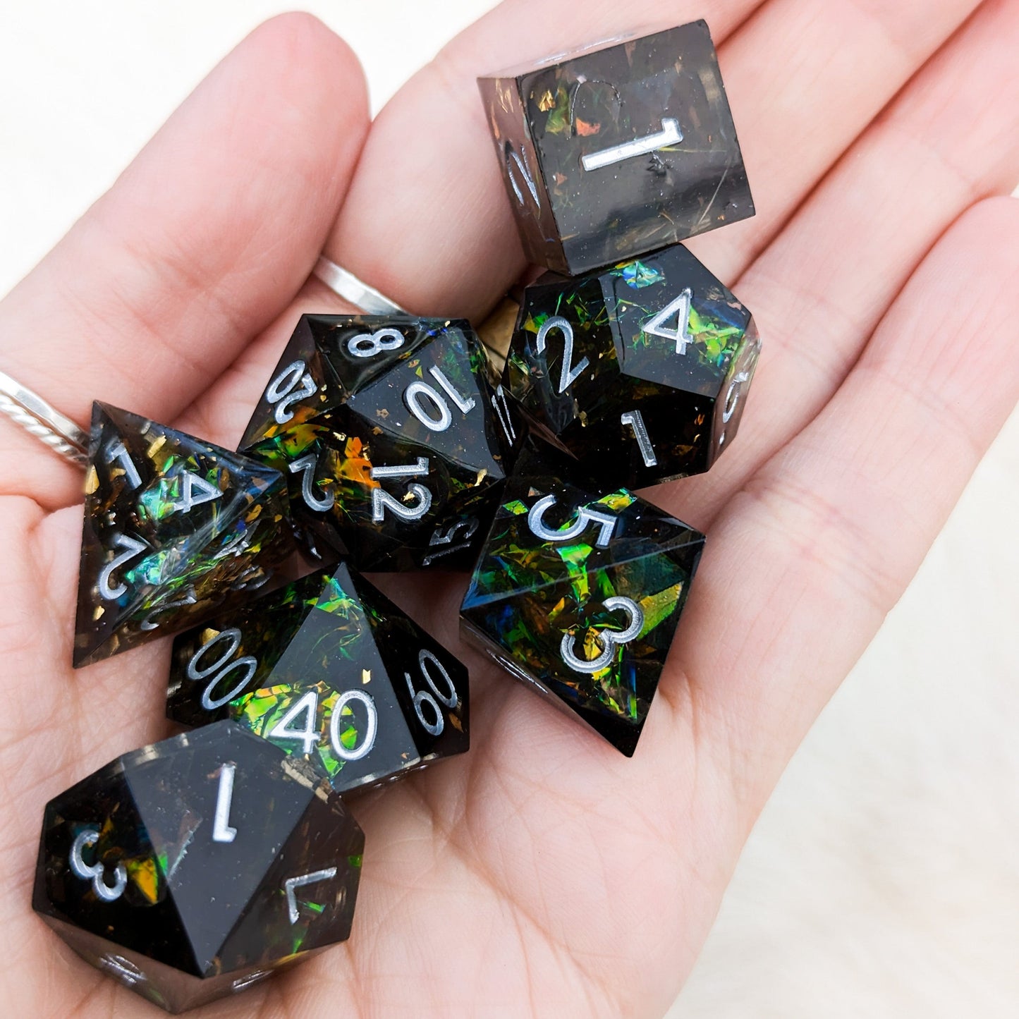 Darkest Brew Sharp Edge Resin DnD Dice Set