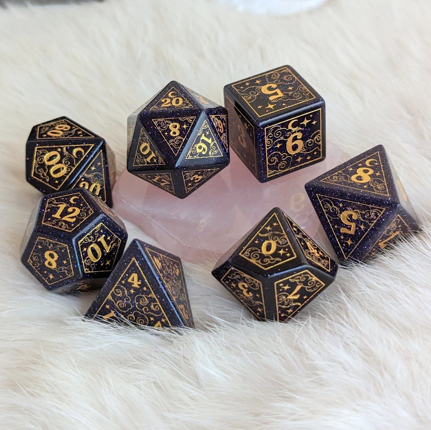 Dreamy Blue Sandstone Dice Set.