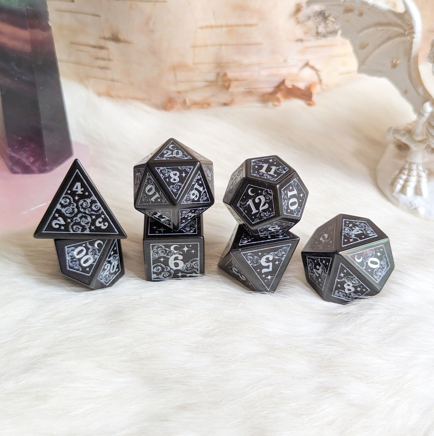 Dreamy Obsidian Dice Set Dice Sets & Games Fennek and Finch