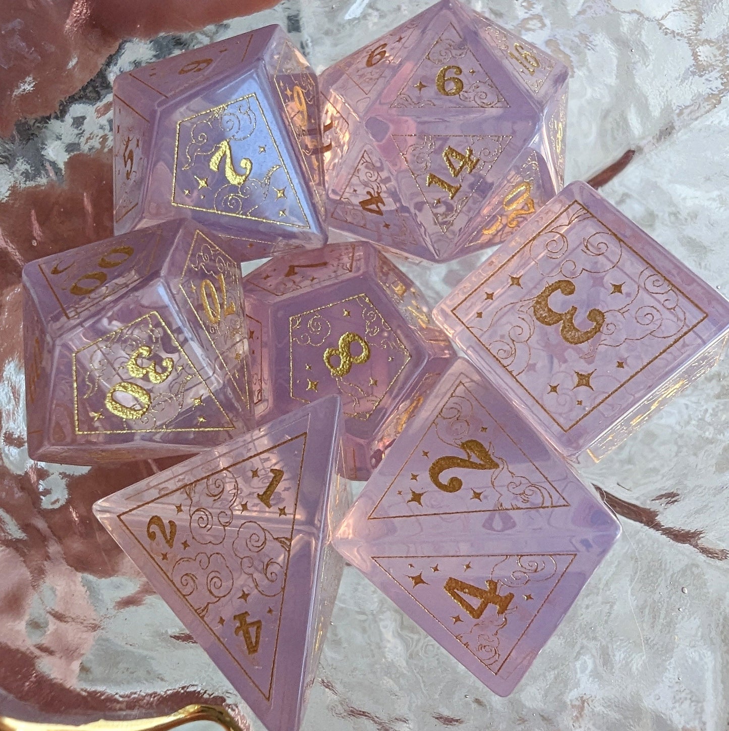 Dreamy Purple Opalite Dice Set.