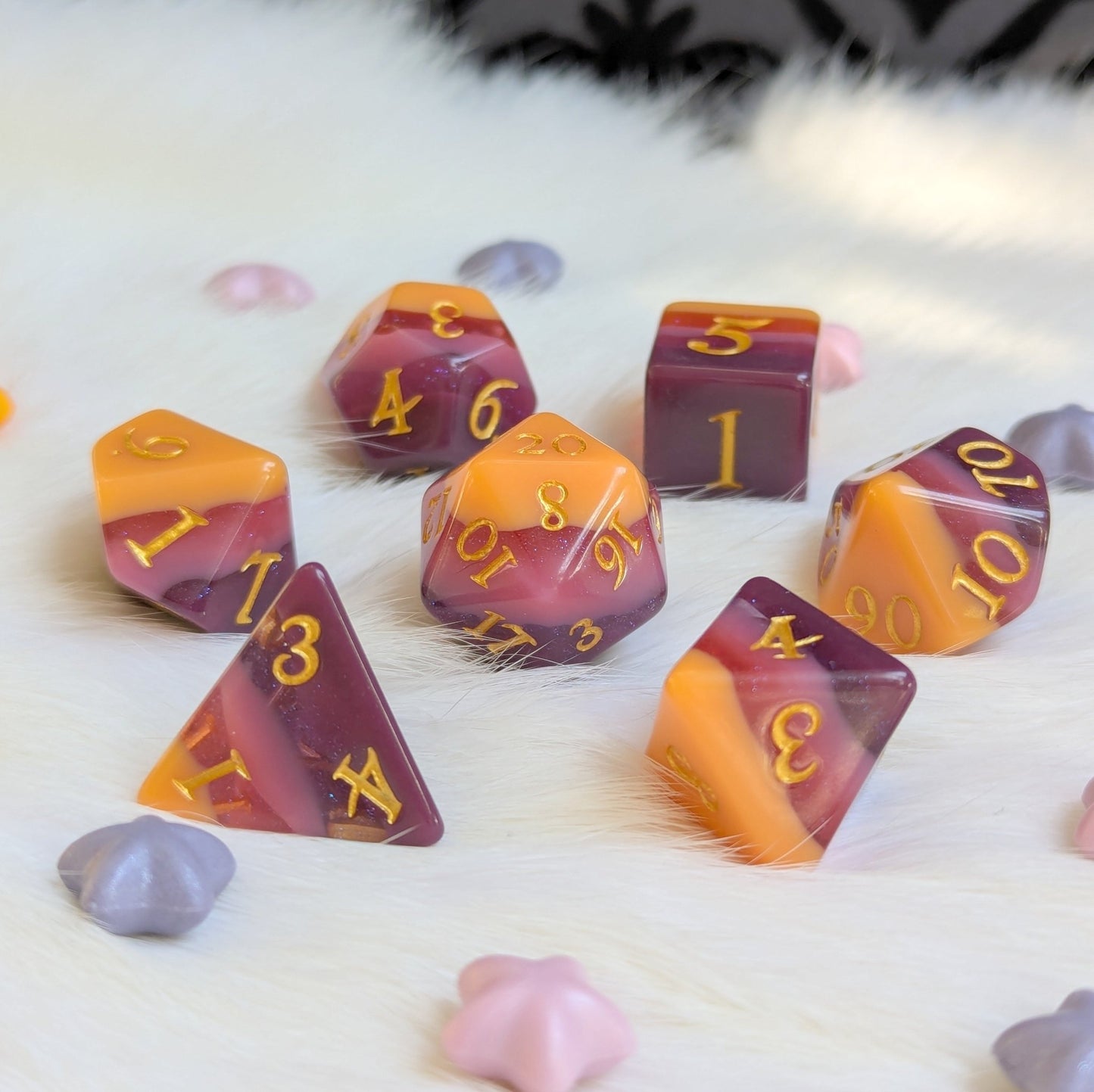 Emberwine Dice Set - 11 Piece TTRPG Dice Set - Fennek and Finch