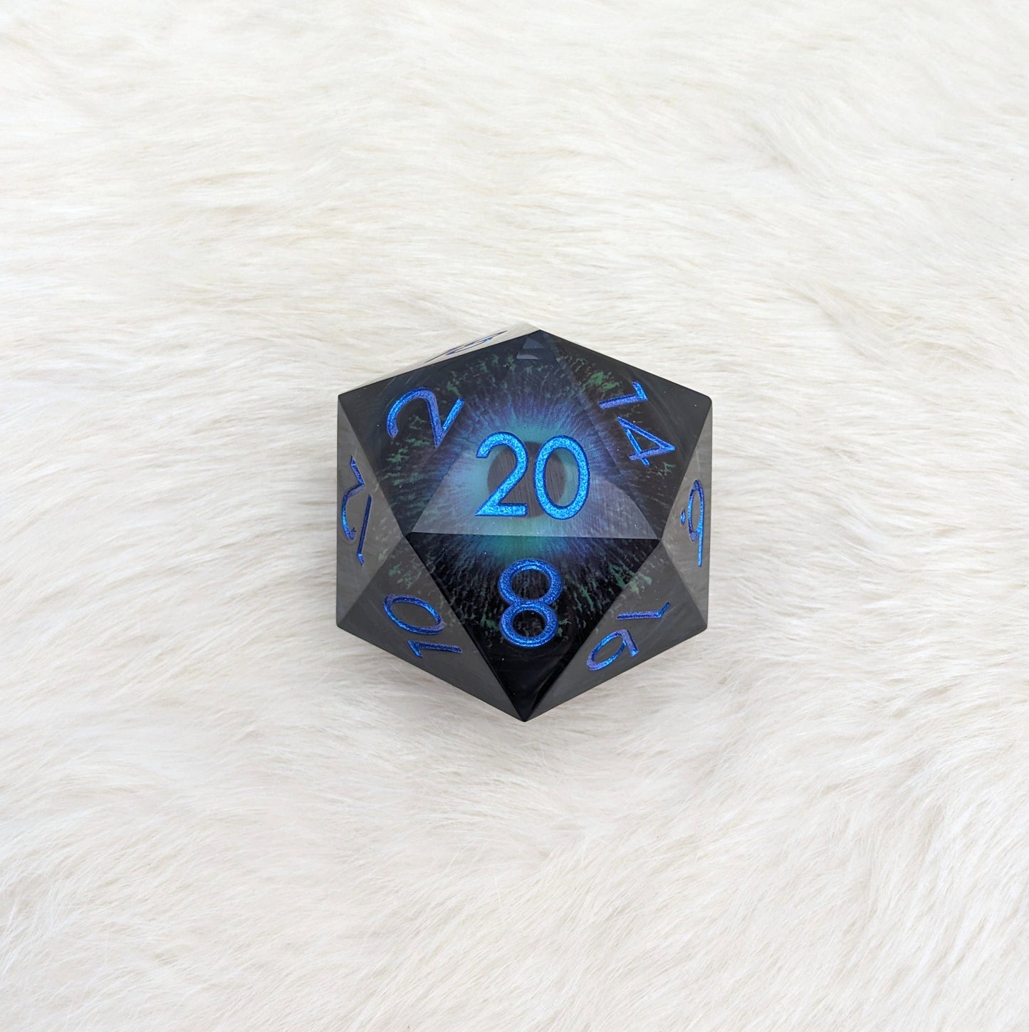 Extra Large D20 - Liquid Core Moving Eye Dice Sets & Games Fennek and Finch Blue