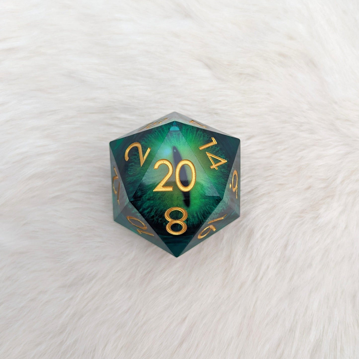 Extra Large D20 - Liquid Core Moving Eye Dice Sets & Games Fennek and Finch Green