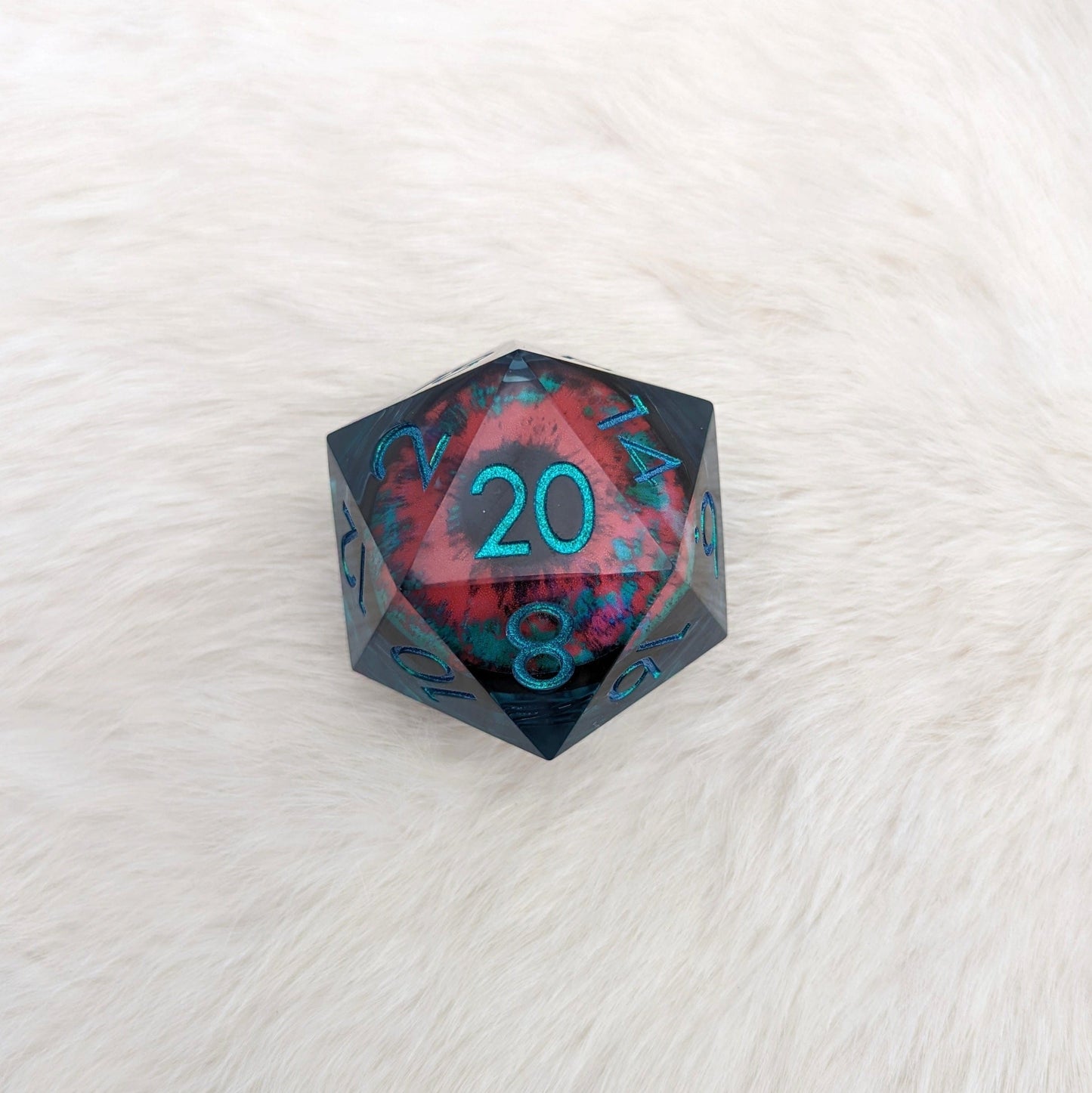 Extra Large D20 - Liquid Core Moving Eye Dice Sets & Games Fennek and Finch Red/Blue