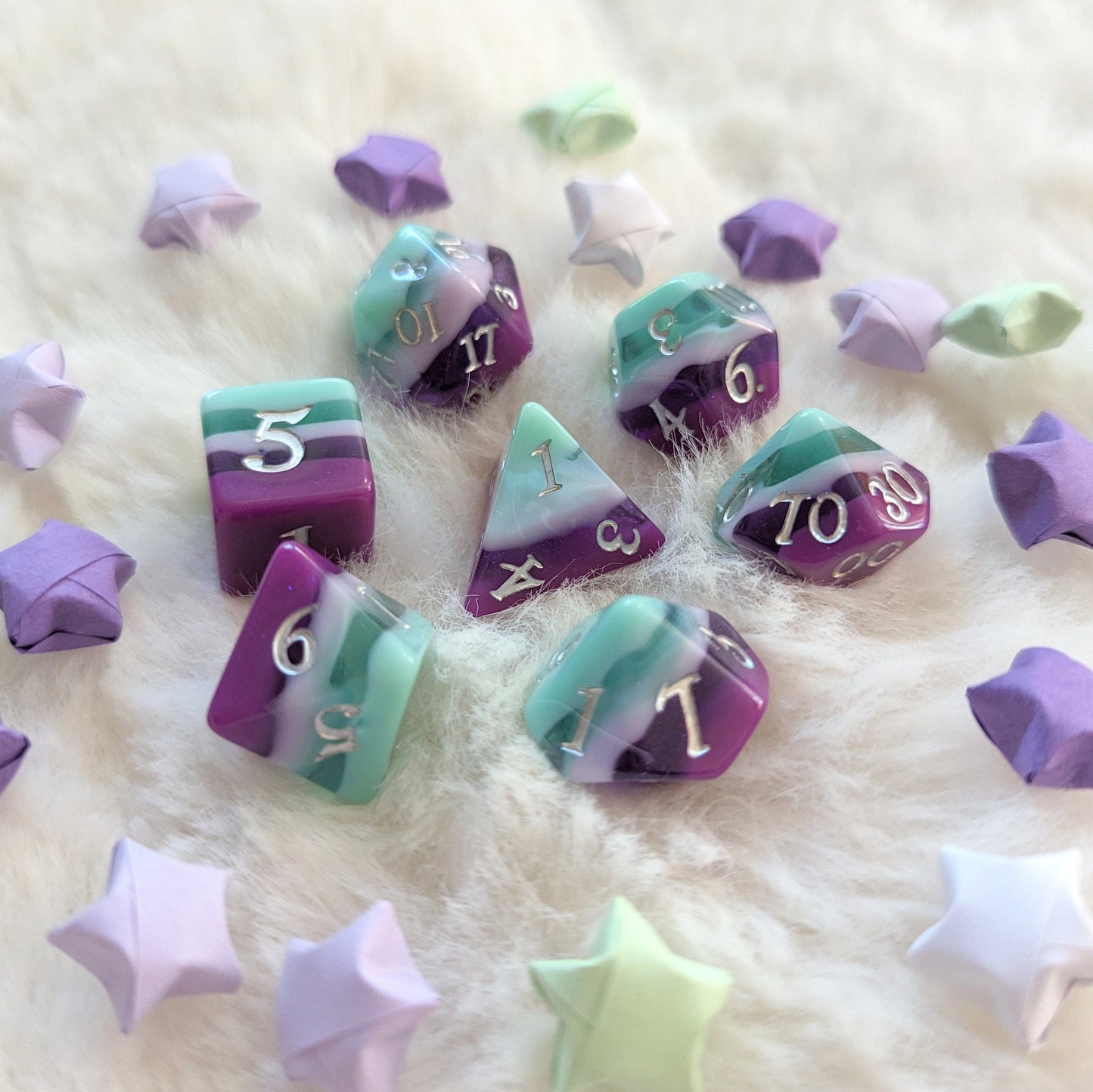 Fae Dragon Dice Set. 7 and 11 piece TTRPG Dice sets Dice Sets & Games Fennek and Finch