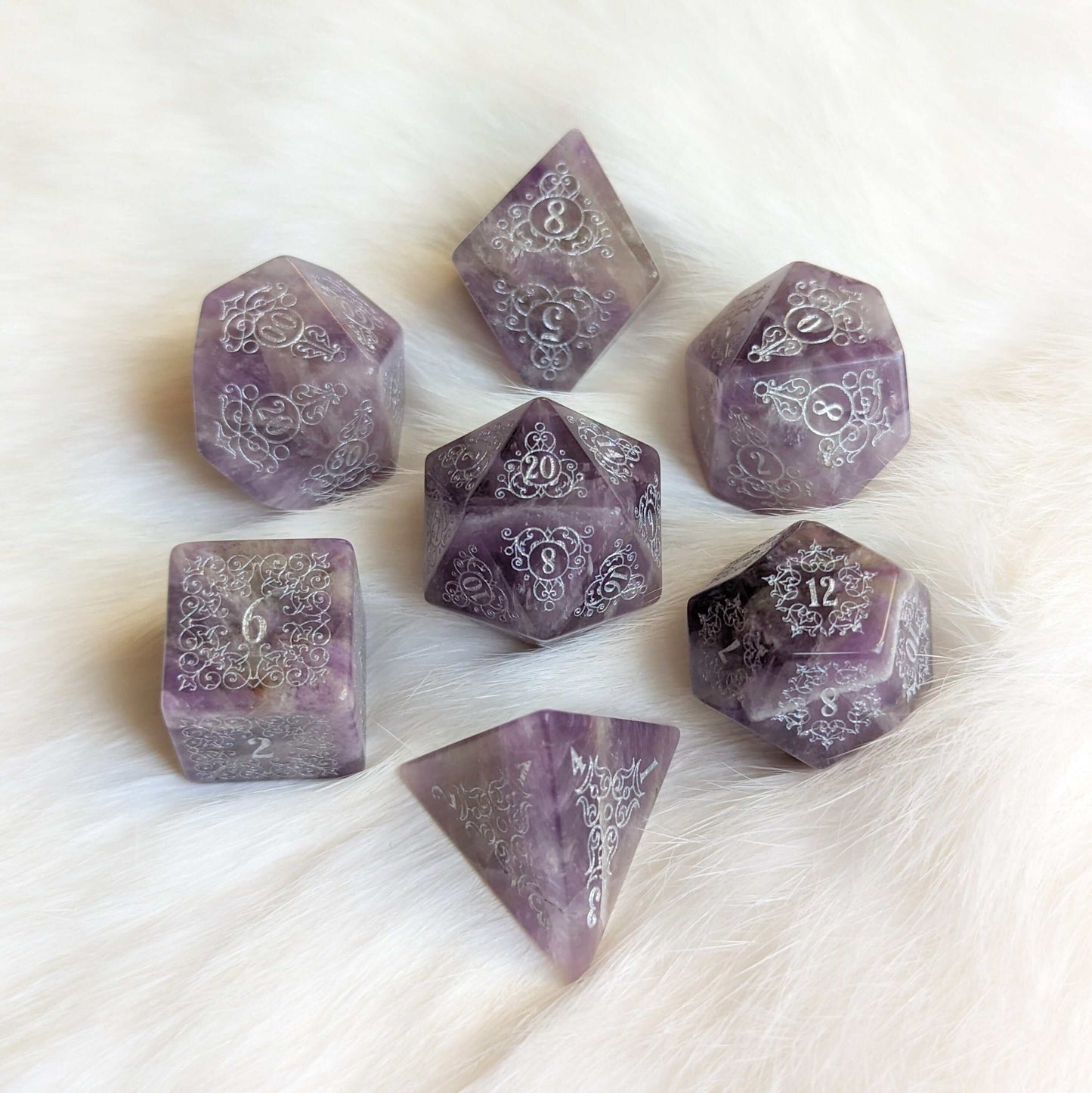 Garden Gate Amethyst Gemstone Dice Set. Dice Sets & Games Fennek and Finch