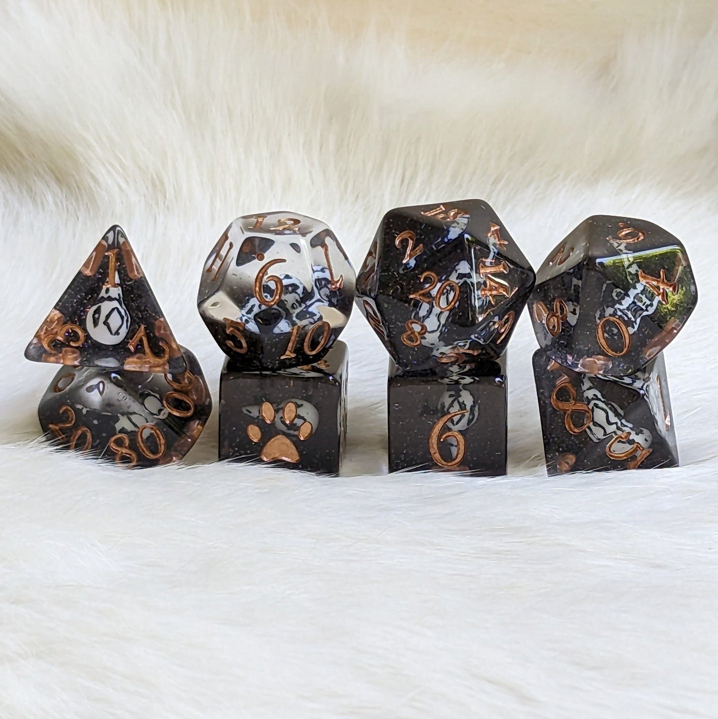 Mementos Dice Set. 8 Piece Bird Skull Raven Queen Themed Dice Set Dice sets Fennek and Finch