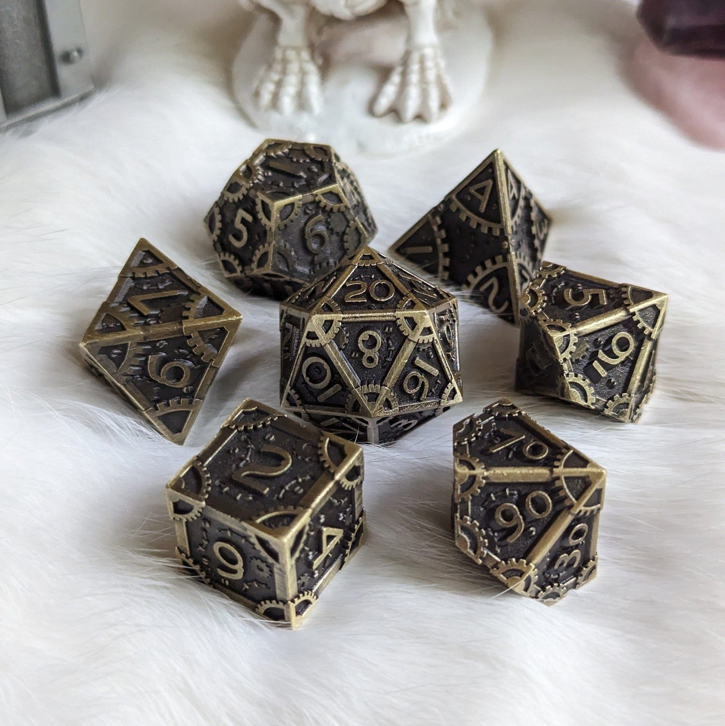 Metal Gears Dice Set - Brass Dice sets Fennek and Finch