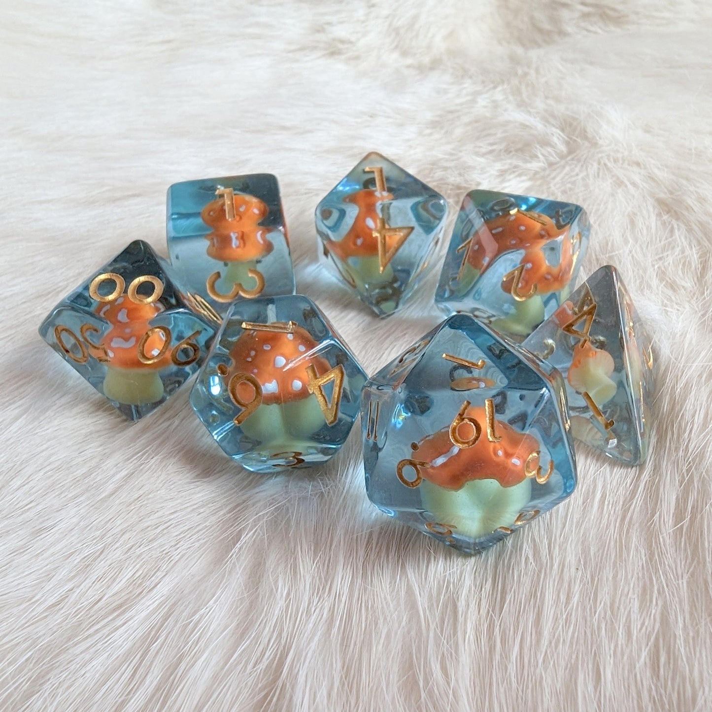 Orange Amanita Mushroom Dice Set
