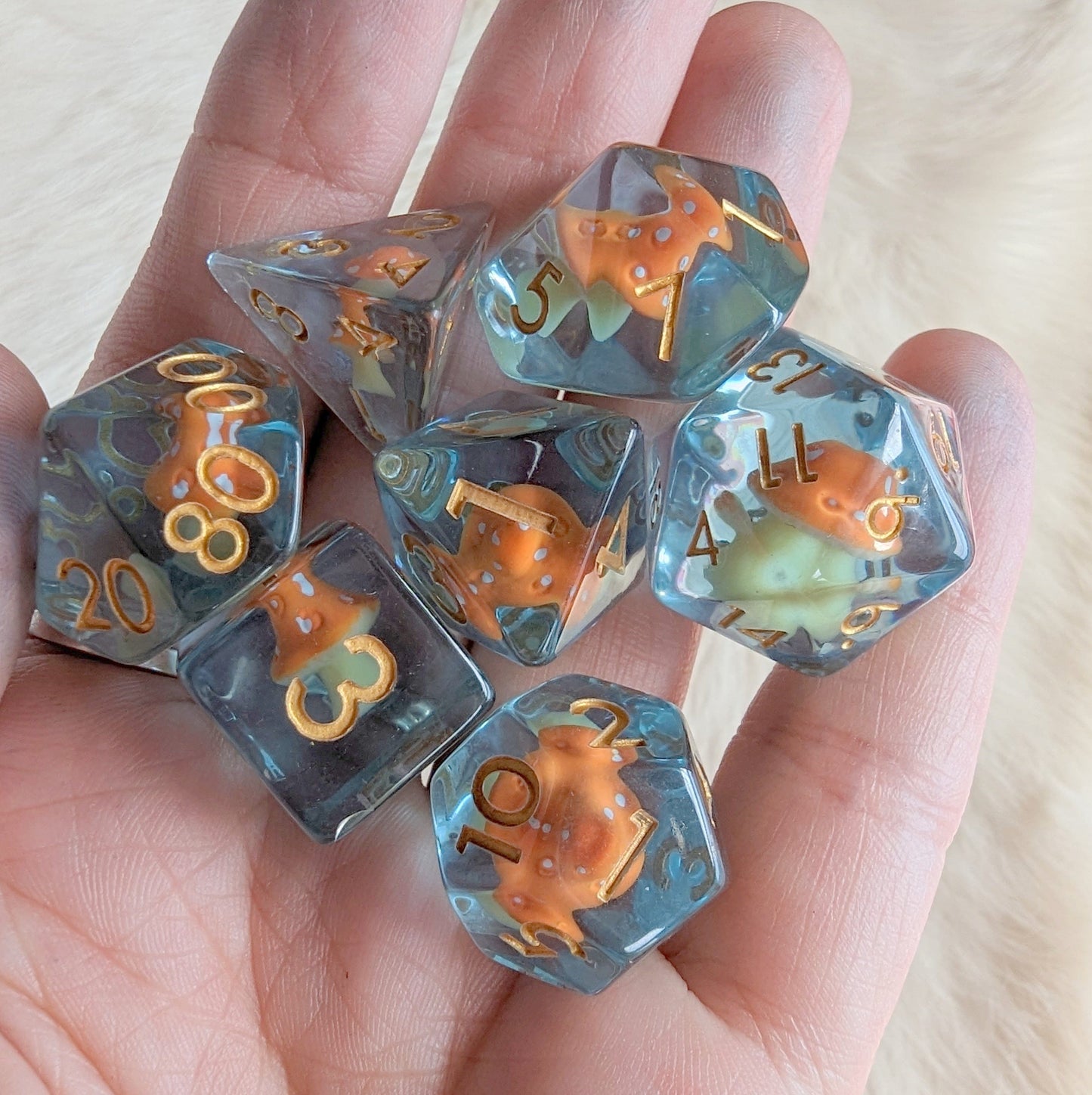Orange Amanita Mushroom Dice Set