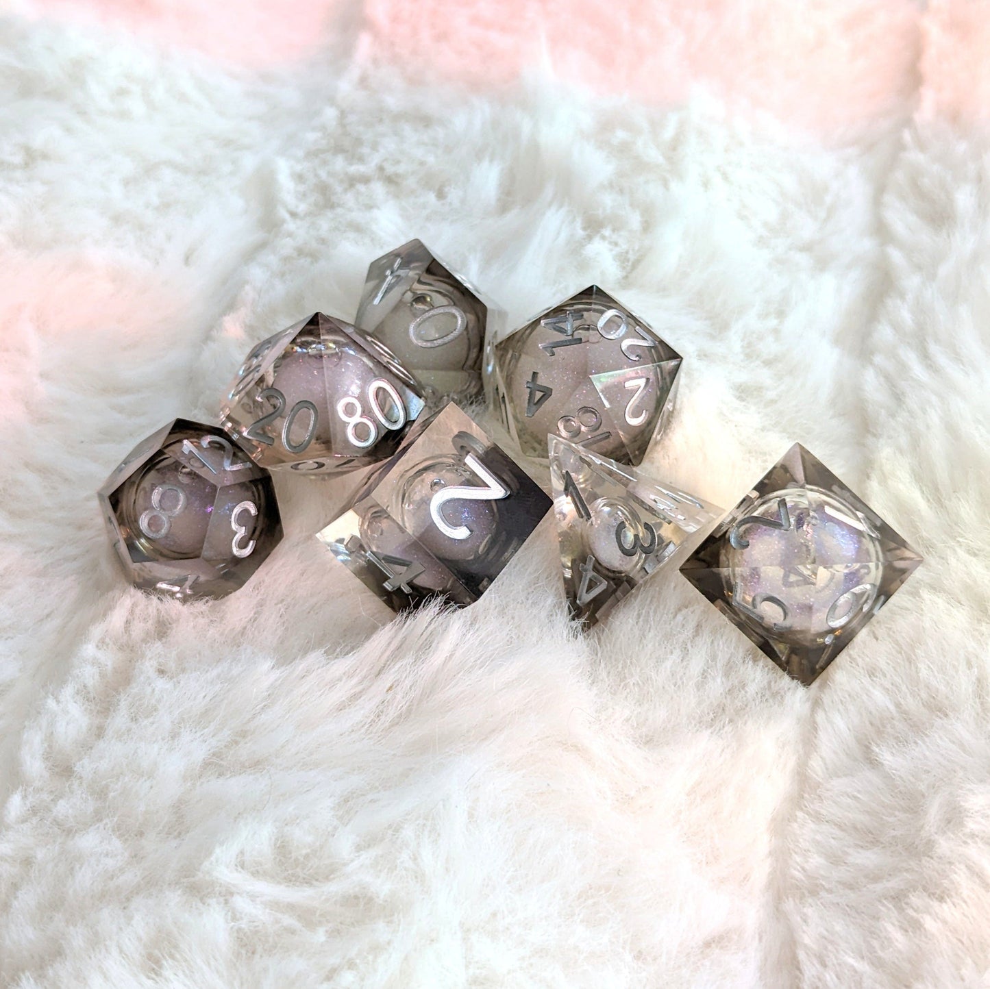 Phantom Liquid Core Sharp Edge Resin DnD Dice Set