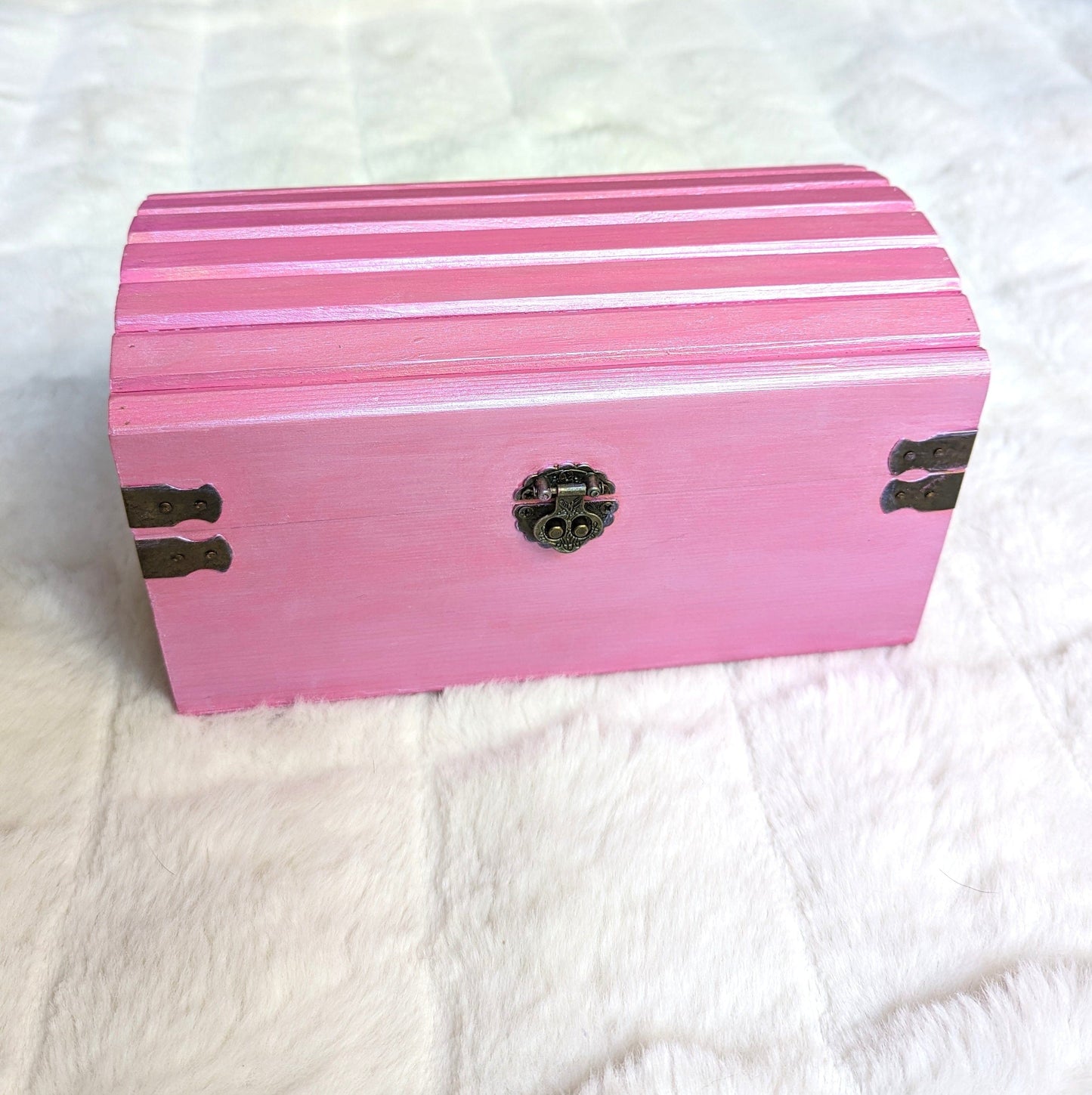 Pink Iridescent Wood Dice Chest - Large Size