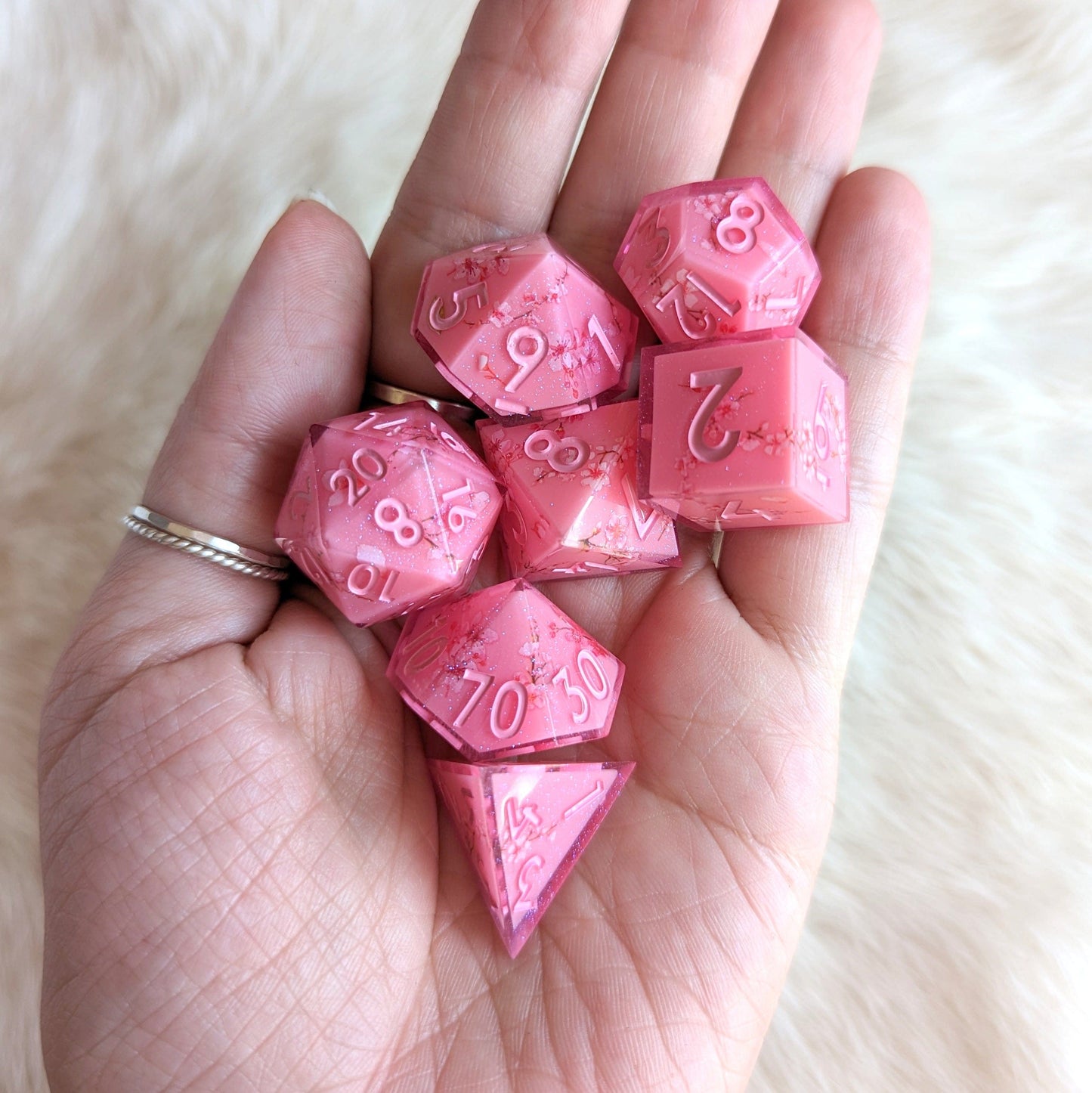 Pink Sakura DnD Dice Set