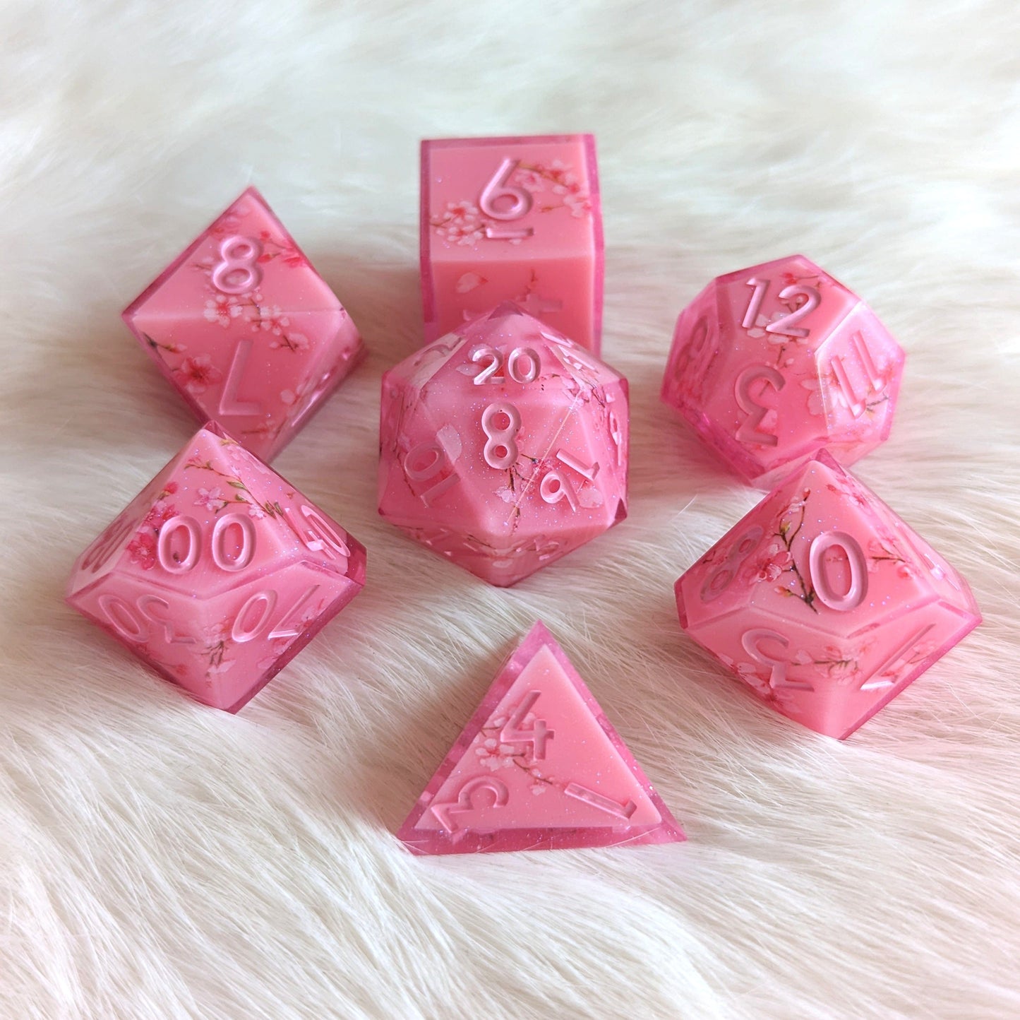 Pink Sakura DnD Dice Set