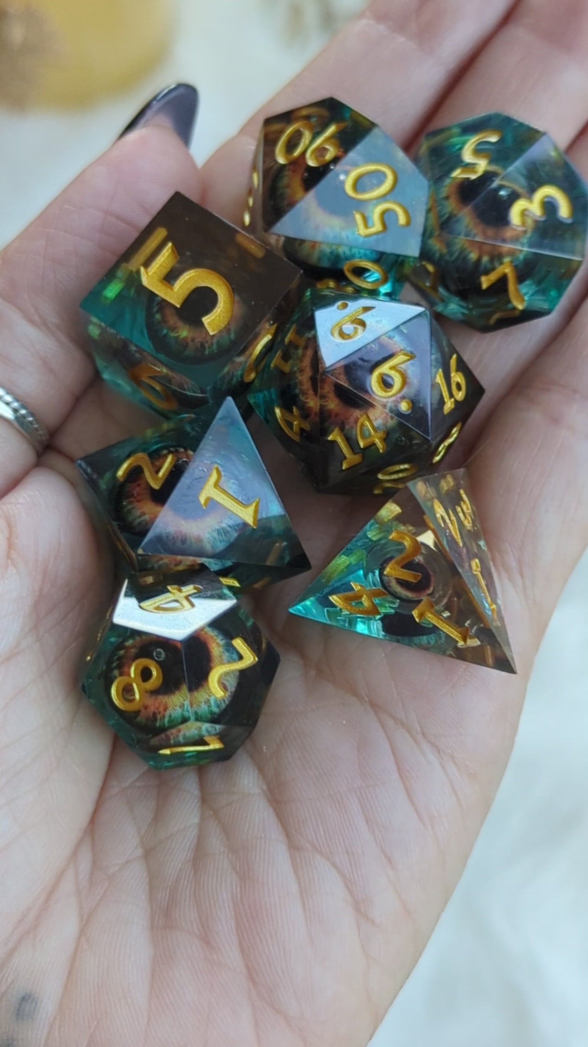 Watcher’s Gaze Liquid Core Sharp Edge Dice Set Dice Sets & Games Fennek and Finch