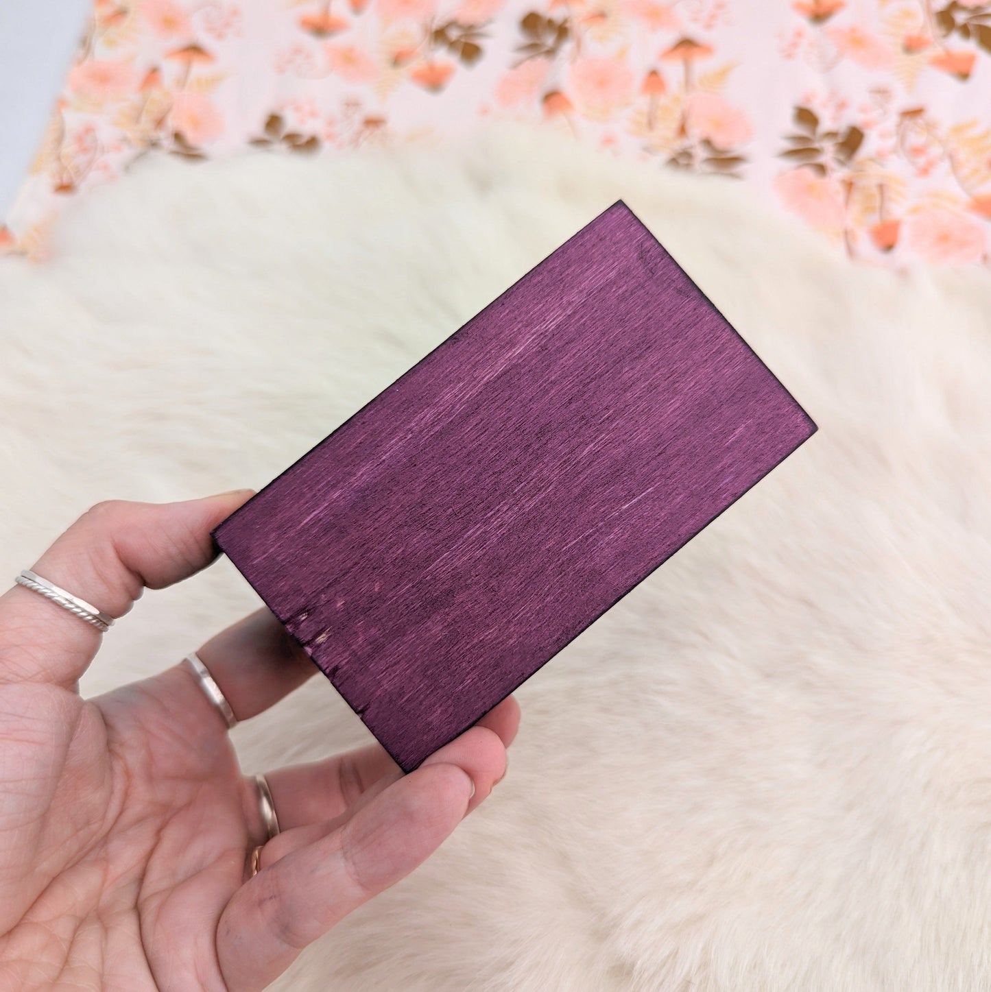 Purple Hand Painted Wood Dice Box - Small Size