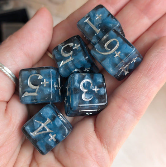 Mystic Mind - Black Blue 6 D6 Positive Counters