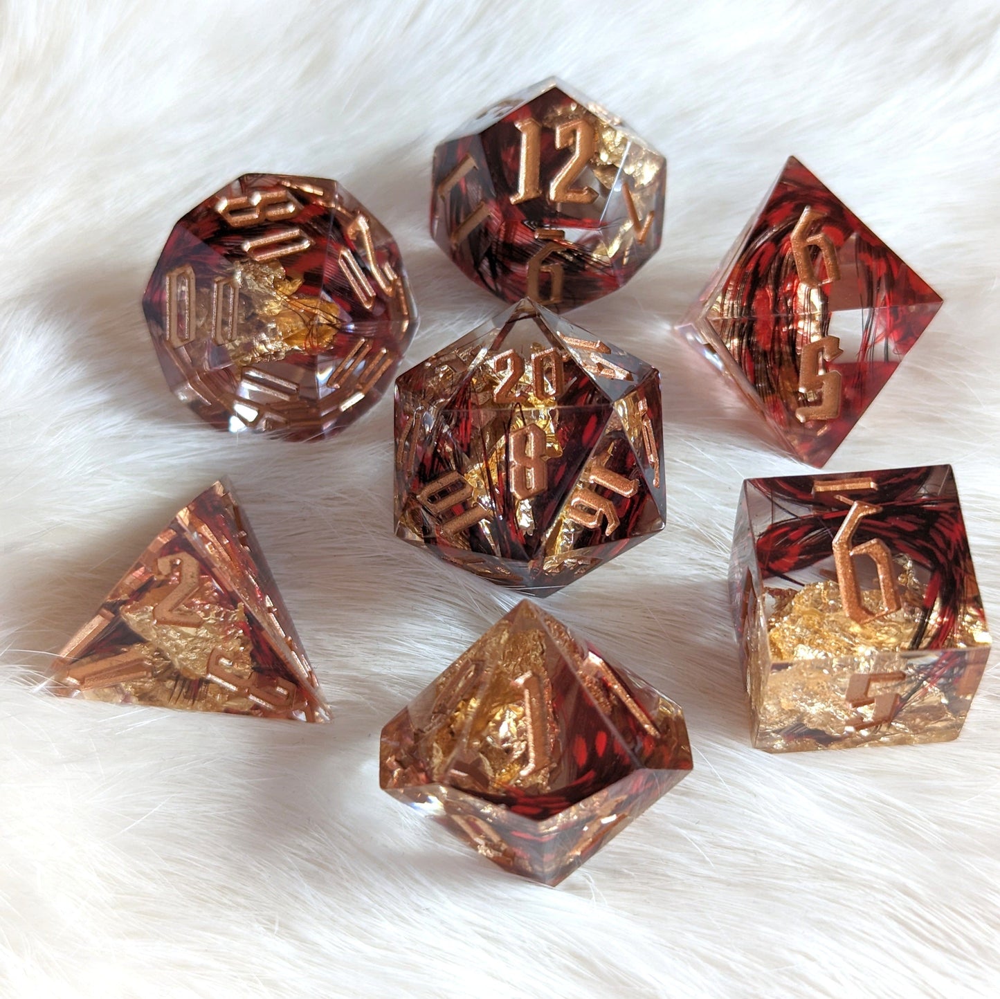Red Feather Sharp Edge Resin DnD Dice Set