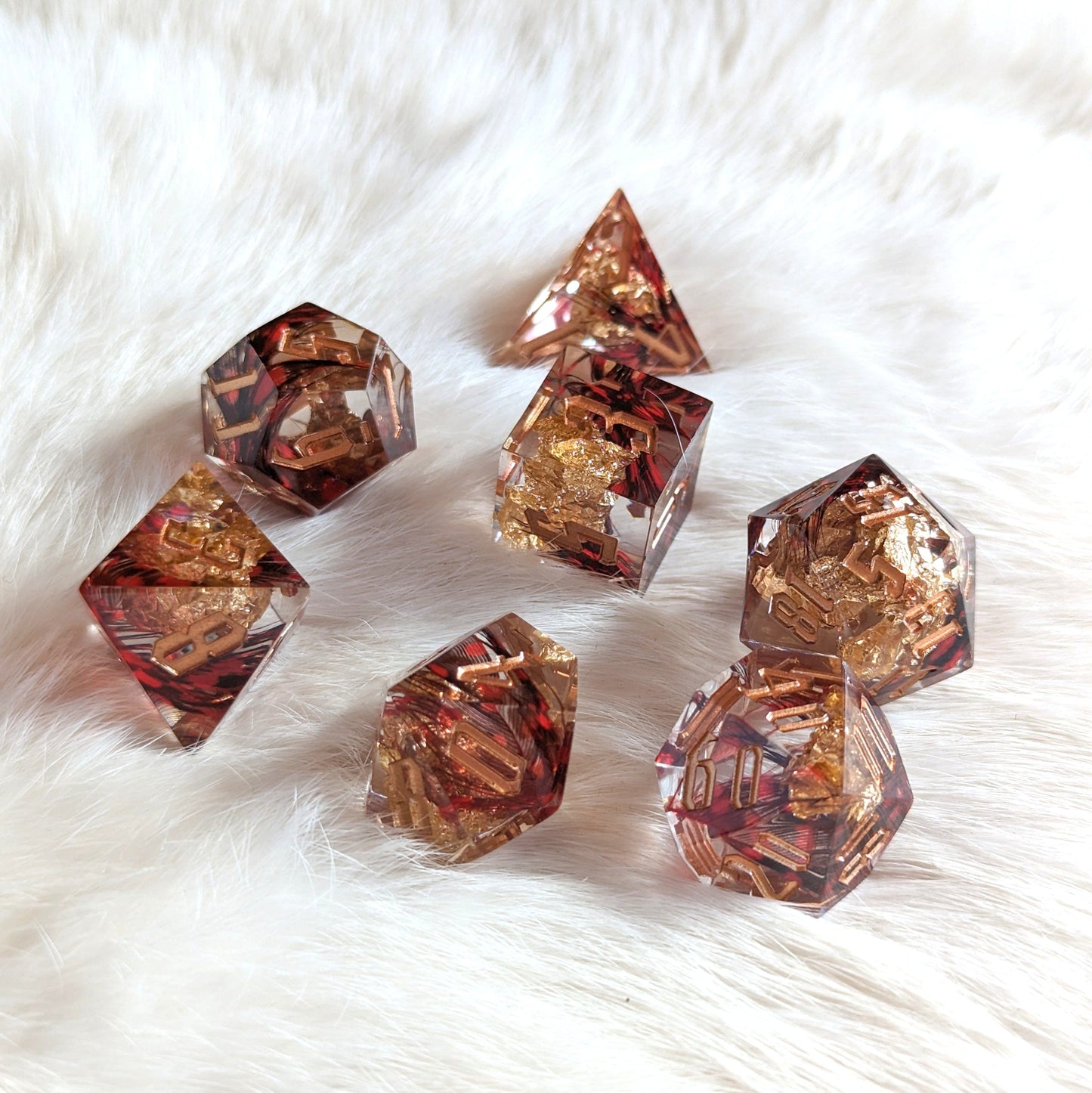 Red Feather Sharp Edge Resin DnD Dice Set