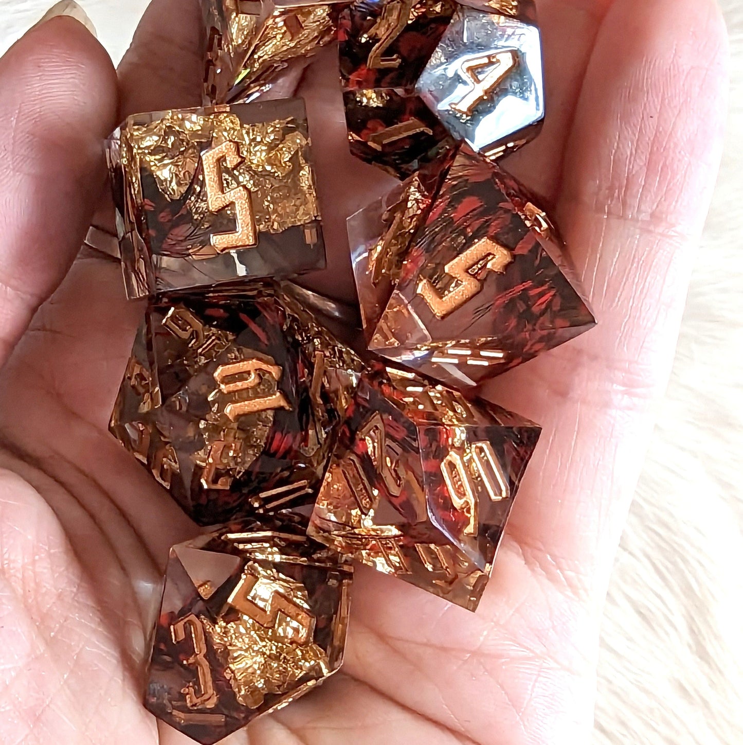 Red Feather Sharp Edge Resin DnD Dice Set