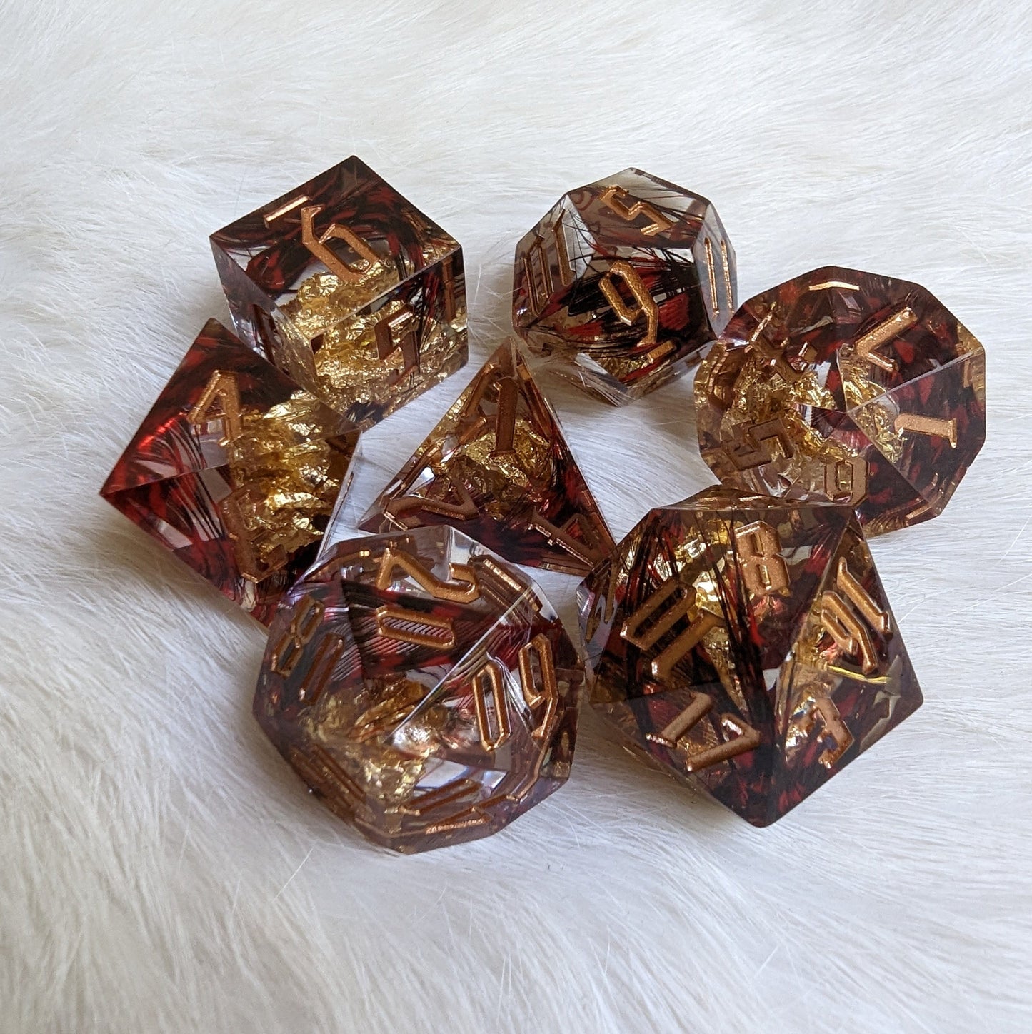 Red Feather Sharp Edge Resin DnD Dice Set
