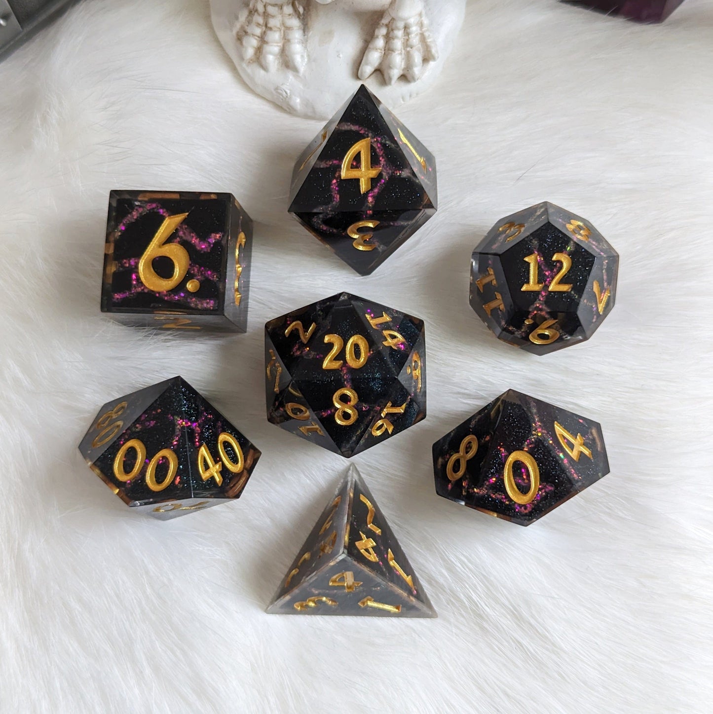 Red Lightning Dice Set – 7-Piece Fire Storm DnD Dice Dice Sets & Games Fennek and Finch