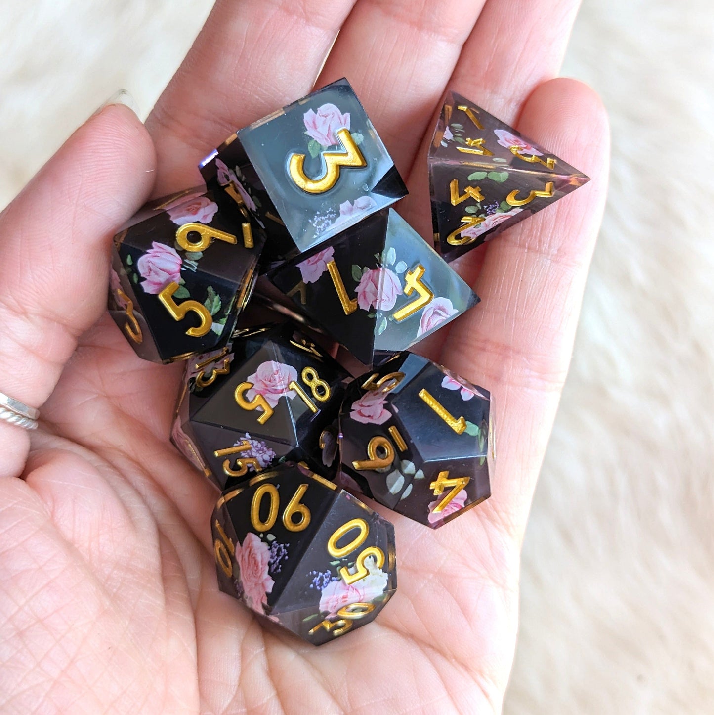 Rose and Lilac DnD Dice Set
