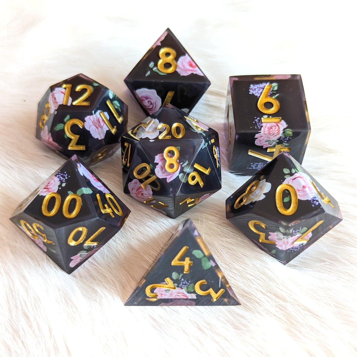 Rose and Lilac DnD Dice Set